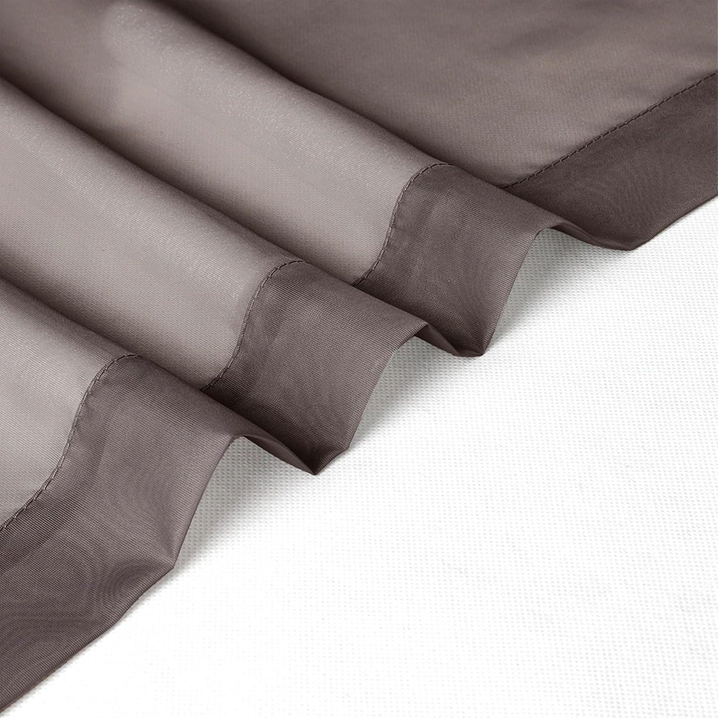 Chyhomenyc Chocolate Brown Sheer Curtains 30 inch Length 2 Panels, Light Filtering Voile Rod Pocket Short Window Curtians for Bathroom Living Room Farmhouse Small Windows, 42Wx30L inches