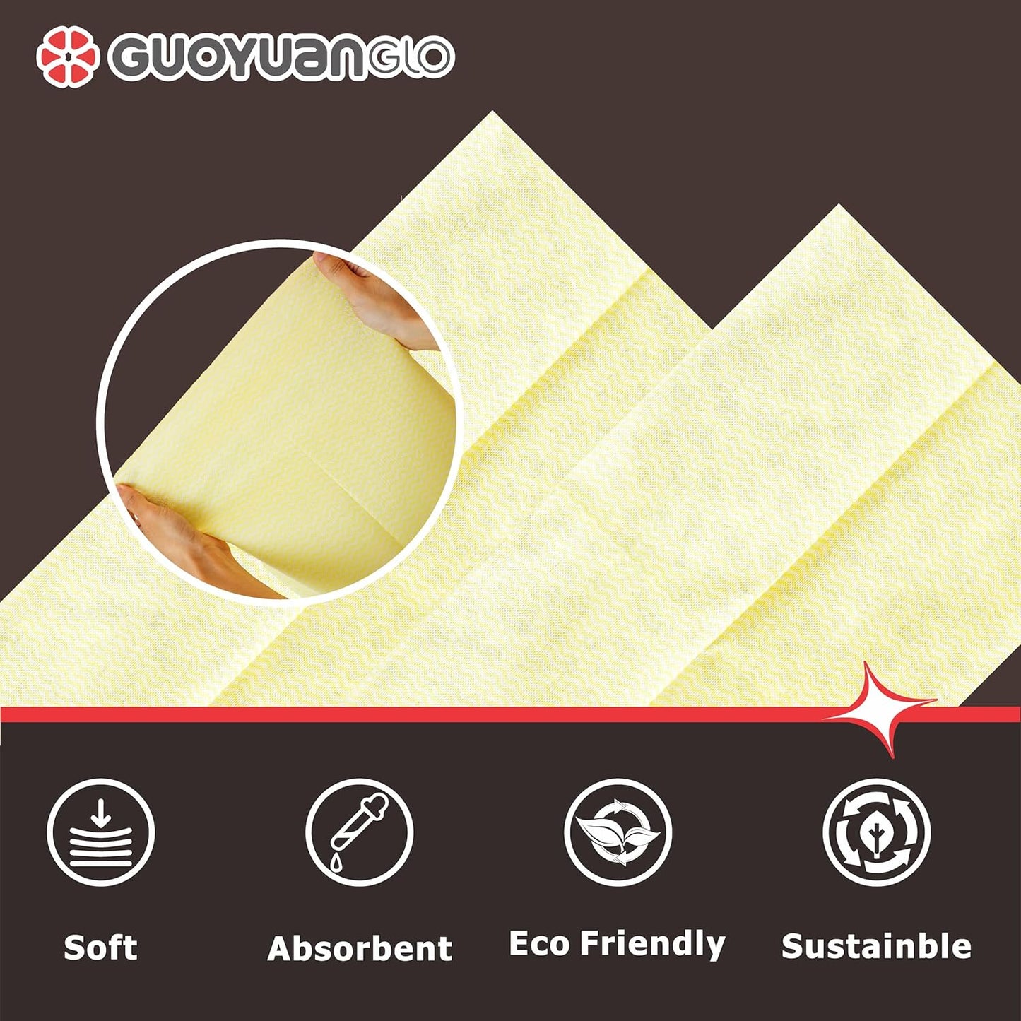 Disposable Dish Cloths Disposable Cleaning Towels Heavy Duty Reusable Cleaning Cloths Dish Rags for Kitchen,11.8 x 21 inches - 50 Counts/Pack,Yellow