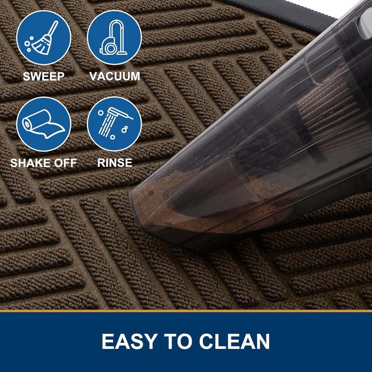 Smiry Front Door Mat Outside Entrance, Heavy Duty Outdoor Indoor Mat, Natural Rubber Doormat, Non Slip, Trap Dirt and Moisture, Easy Clean, Low Profile Patio Porch Entryway Mat, 29.5x17, Mix Brown