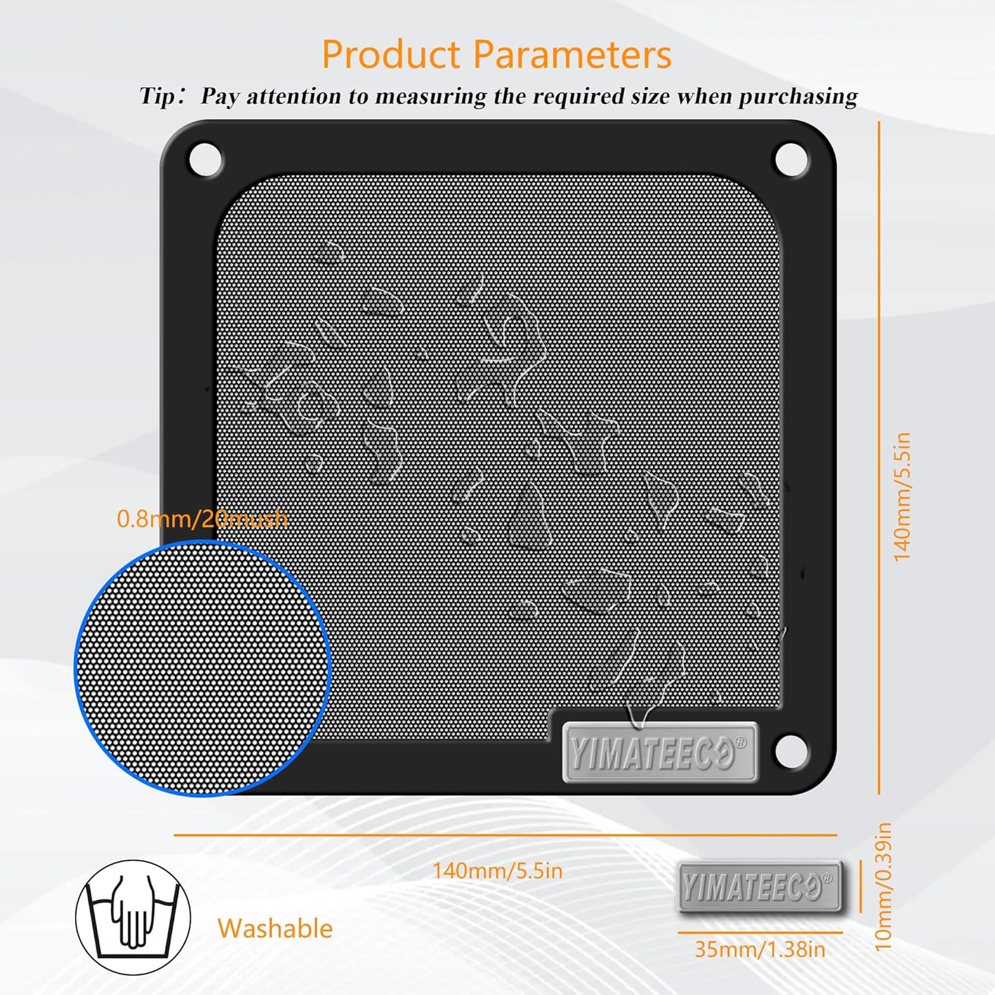 140mm PC Dust Filter for Computer Cooler Fan/PSU/Routers PVC 50 Mesh, Magnetic Dust Mesh Computer Fan Filter Grills with Screws Dustproof Case Cover (PVC V4.0, 140 * 140mm, 2pcs, Black)