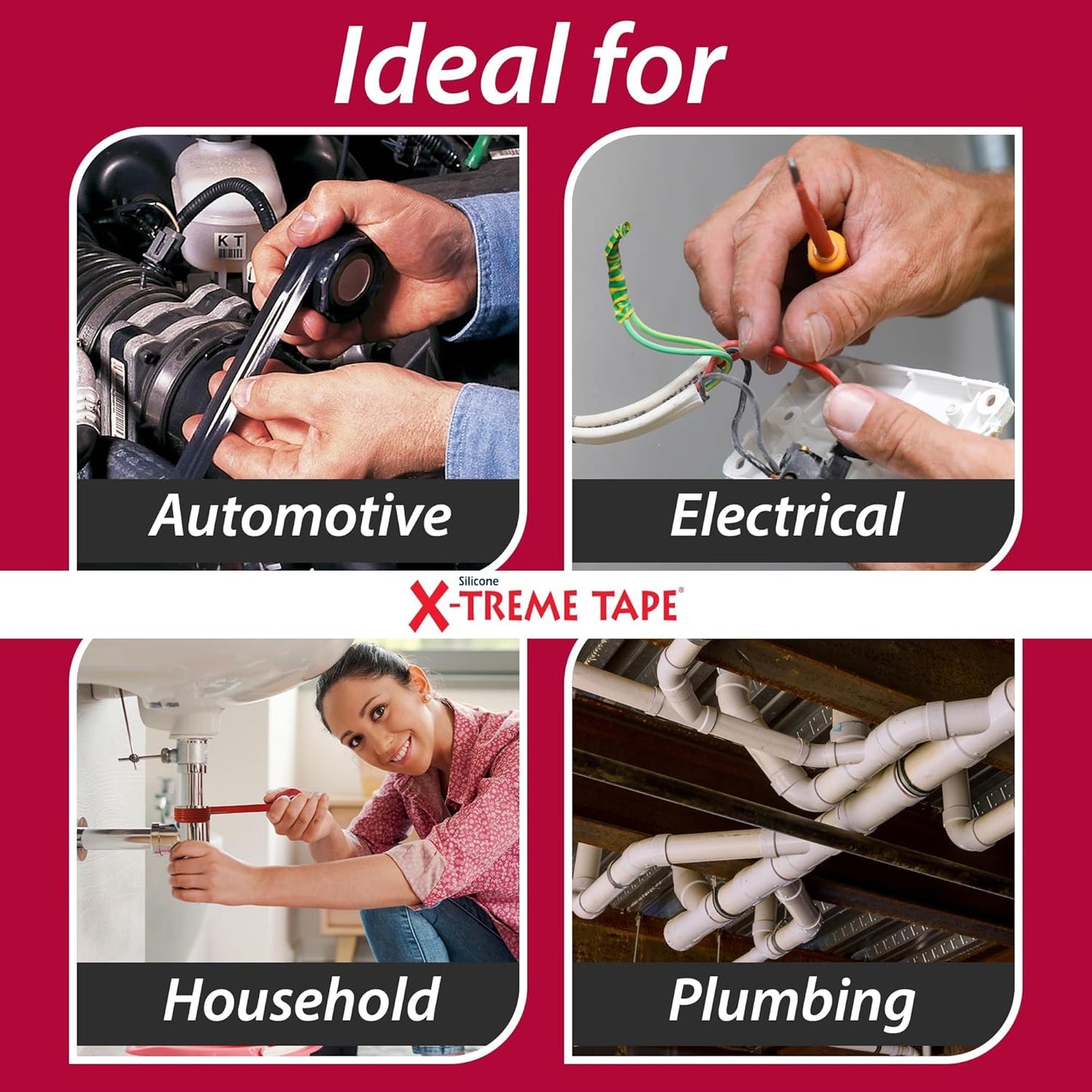 X-Treme Tape MOCAP Heavy Duty Waterproof Self Fusing Silicone Rubber Tape for Hose, Pipe, Electrical, Automotive, Outdoor, and Repairs - Leak Proof, Insulating - 1 Inch x 36 Ft Roll - Black