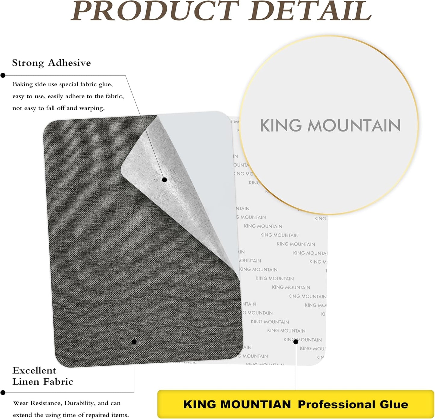 KING MOUNTAIN Fine Linen Repair Patches, Self-Adhesive Linen Fabric Patches, 8X11 inch 2 PCS, Multi Color, Can be Used for Linen Sofa Repair and Linen Clothes Repair(8" x 11"-2PCS,Dark Grey 2.0)