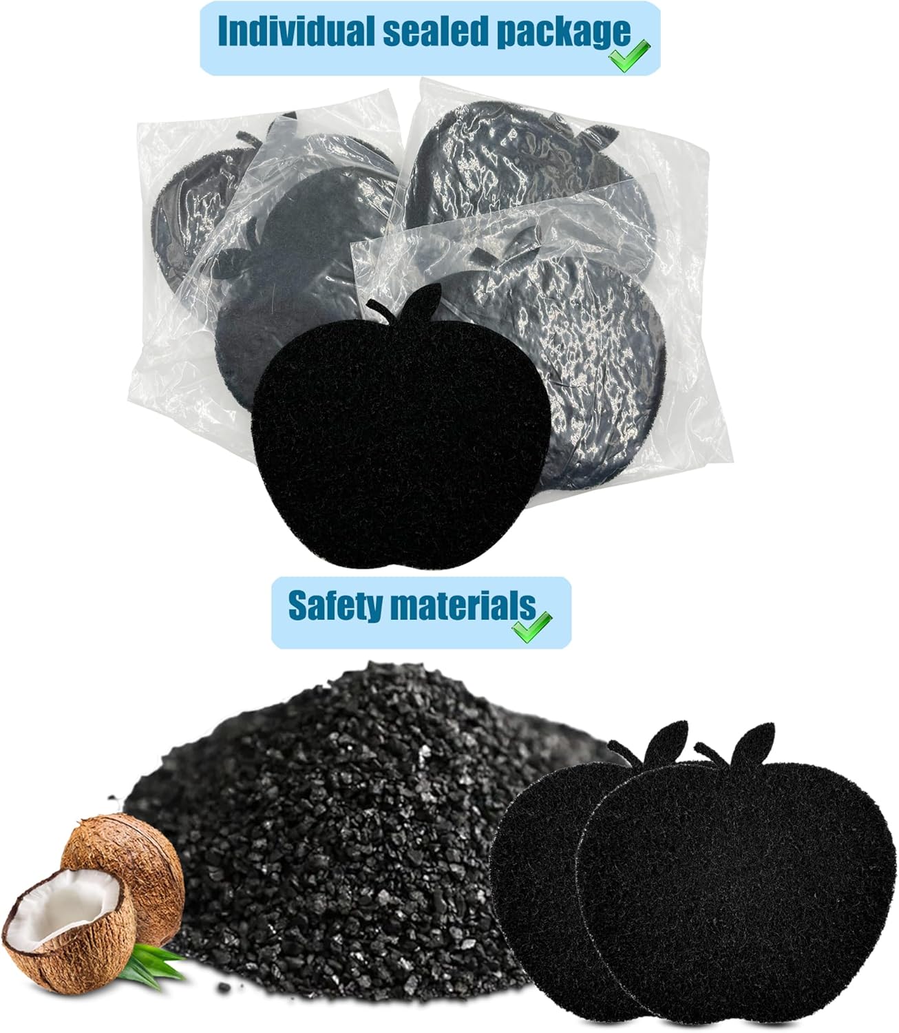 12-Pack Universal Trash Can Odor Absorbing Filters, Activated Charcoal Deodorizer for Trash Cans, Compost Buckets, Countertop and Recycle Bins (Apple)