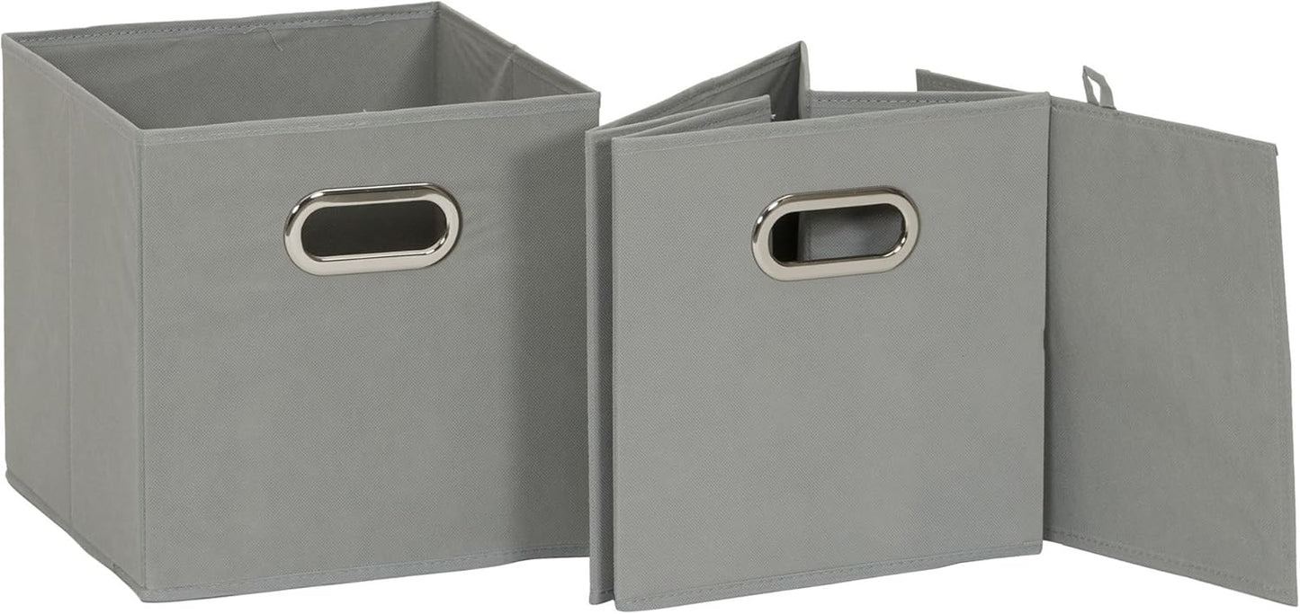 Household Essentials 84-1 Foldable Fabric Storage Bins | Set of 6 Cubby Cubes with Handles | Gray (Pack of 6)
