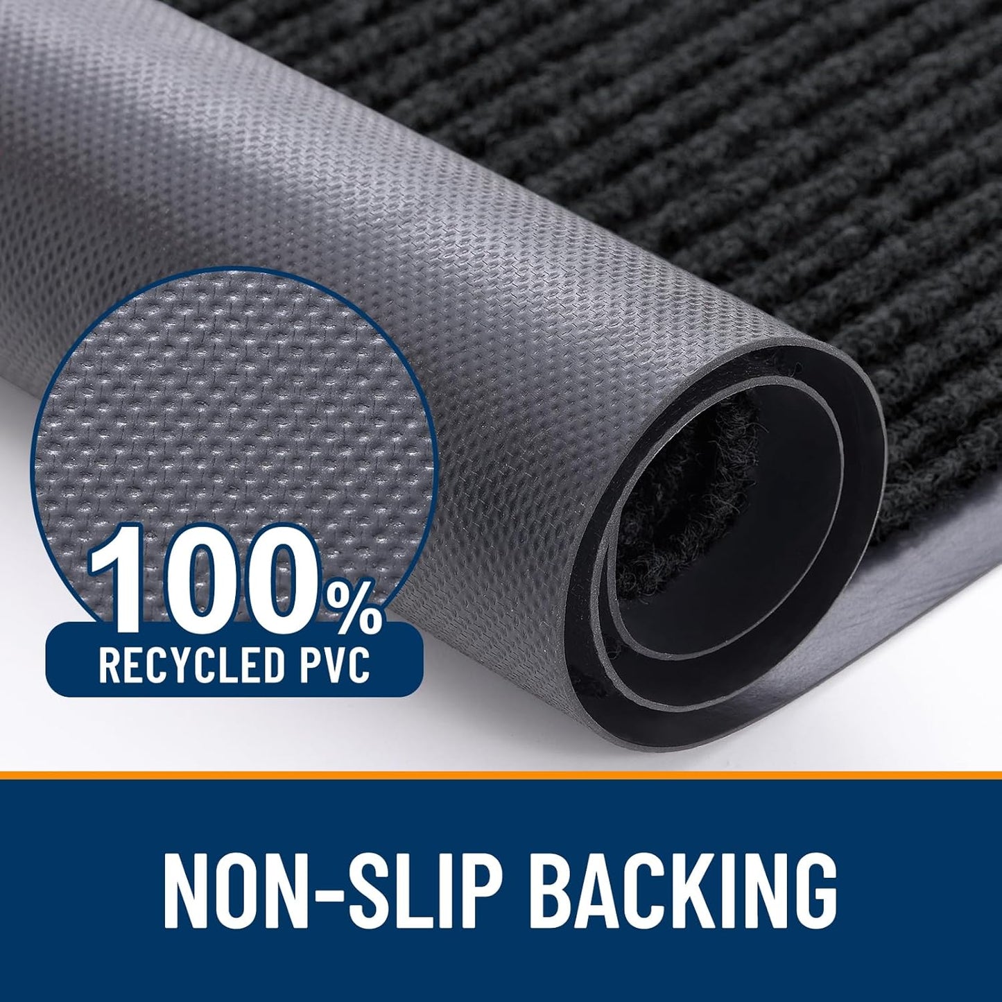 OLANLY Front Door Mat Indoor Outdoor Entrance, Waterproof Heavy Duty Doormat, Fade Resistant, Low Profile, Easy Clean Patio Porch Welcome Floor Mats for Entry, 35x23, Black