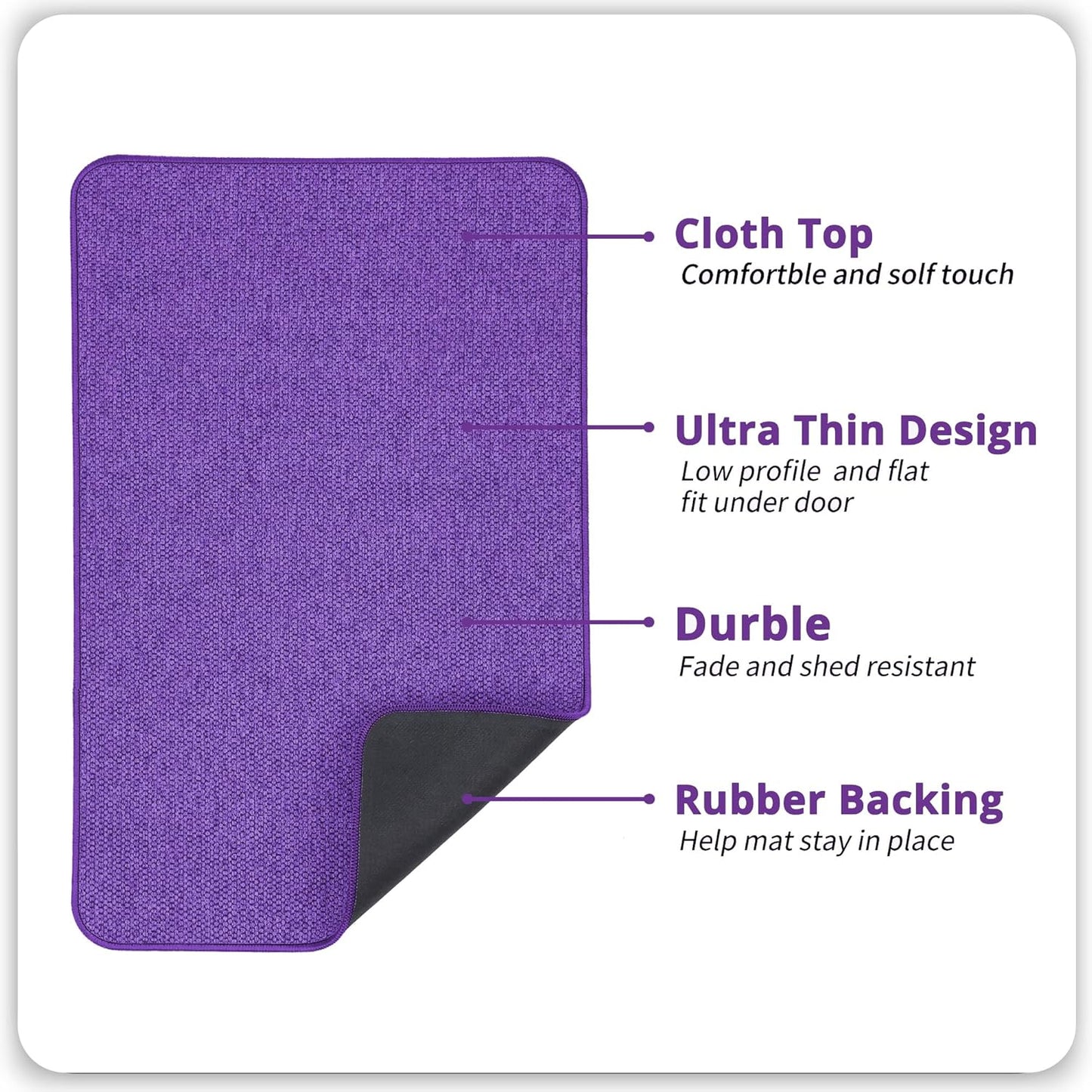 Bathroom Rugs Set 2 Pieces,Thin Bathroom Mats,Toilet Rugs,Quick Dry,Non-Slip,Machine Washable,Low Pile,Absorbent Bath Mats,Shower,Sink,Home Decor Accessories.Purple,1'5"x2'3"+1'8"x2" U Shape