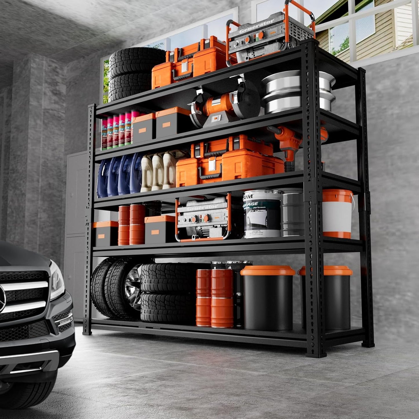 Storage Shelves Heavy Duty 3 PCS, 48"L x 18"W x 72"H Garage Storage Shelves Unit Loads 3700LBS, 5-tier Adjustable Metal Industrial Utility Shelf Rack for Kitchen, Laundry Room, Warehouse, Basement