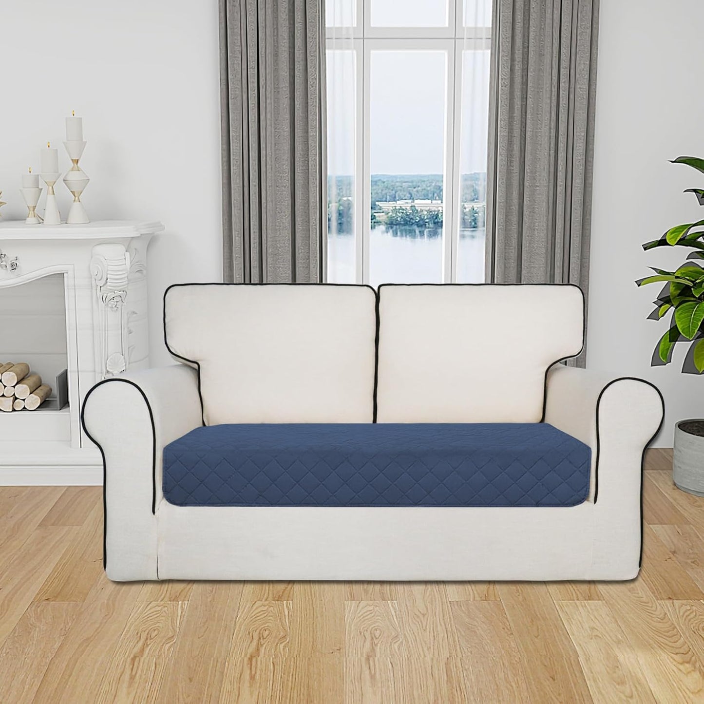 Easy-Going Sectional Couch Covers for Dogs L Shape Sofa Cover Reversible Sofa Slipcover Chaise Lounge Cover Furniture Protector Cover for Pets Dog Cat (30 x 50 inches, Dark Blue/Light Blue)