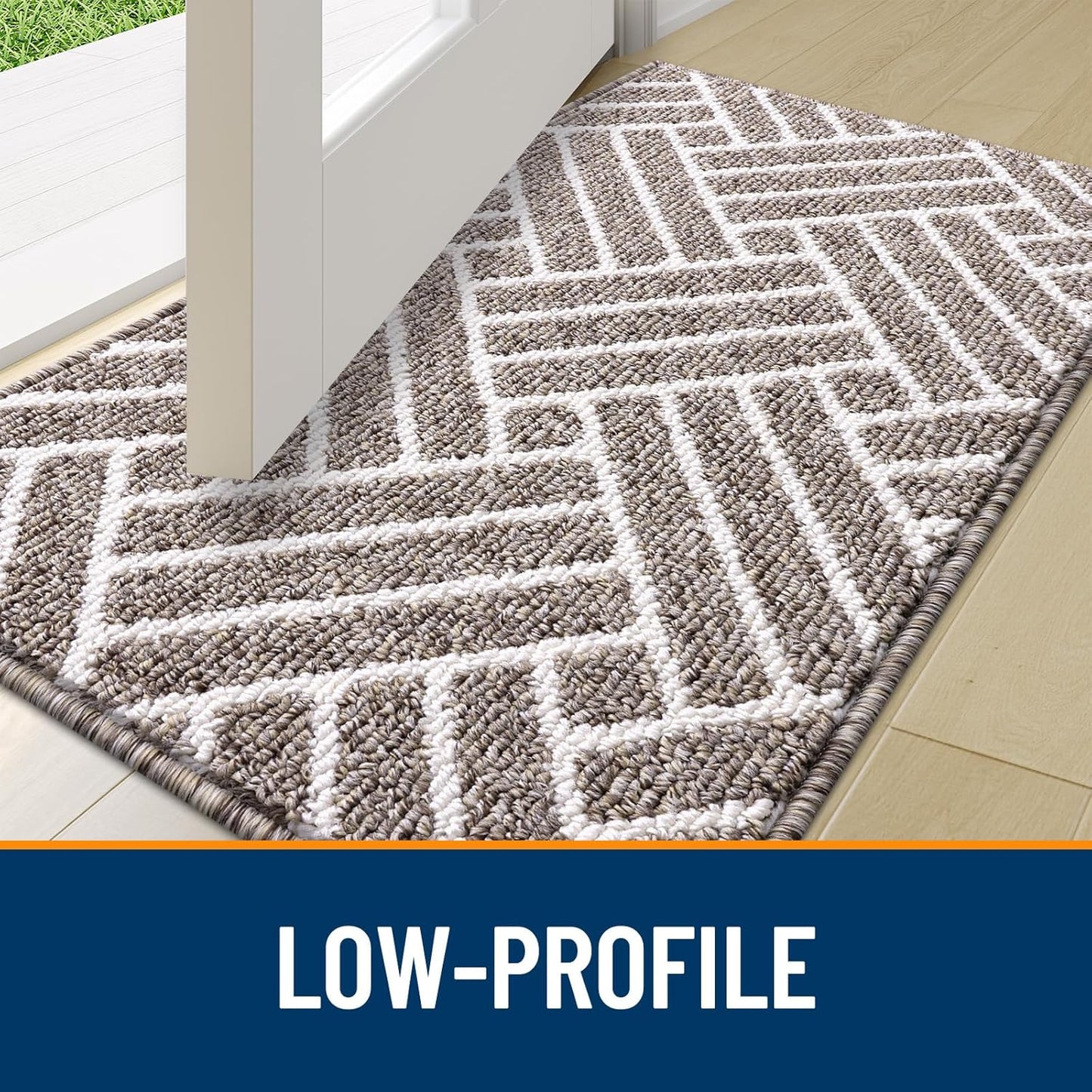 OLANLY Indoor Door Mat, 40x32 Inch, Dirt Resistant and Absorbent, Non-Slip Rubber Backing Floor Mats, Easy Clean Low-Profile Doormat for Entryway, Front Door, and Inside Entrance, Khaki