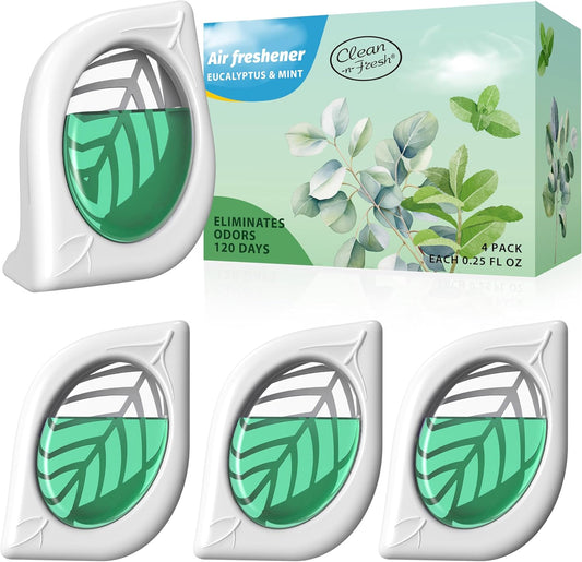 Air Freshener for Home, 4 Pack, Eucalyptus & Mint, Odor Eliminator for Small Area Closets Bathroom Pets Strong Odor, Up to 120 Days