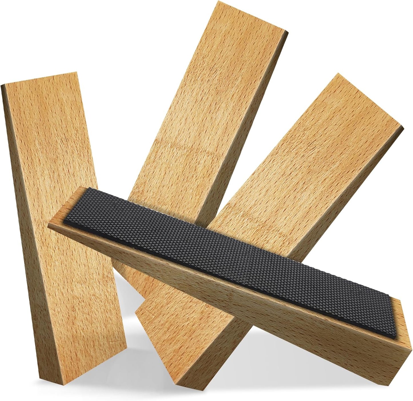 4 Pack Wooden Door Stop - Non-Slip Door Stoppers for Floor - Door Wedges for All Door Types and Surfaces - Each Door Stopper 0.6inch Thick, 4.7inch Long with Rubber