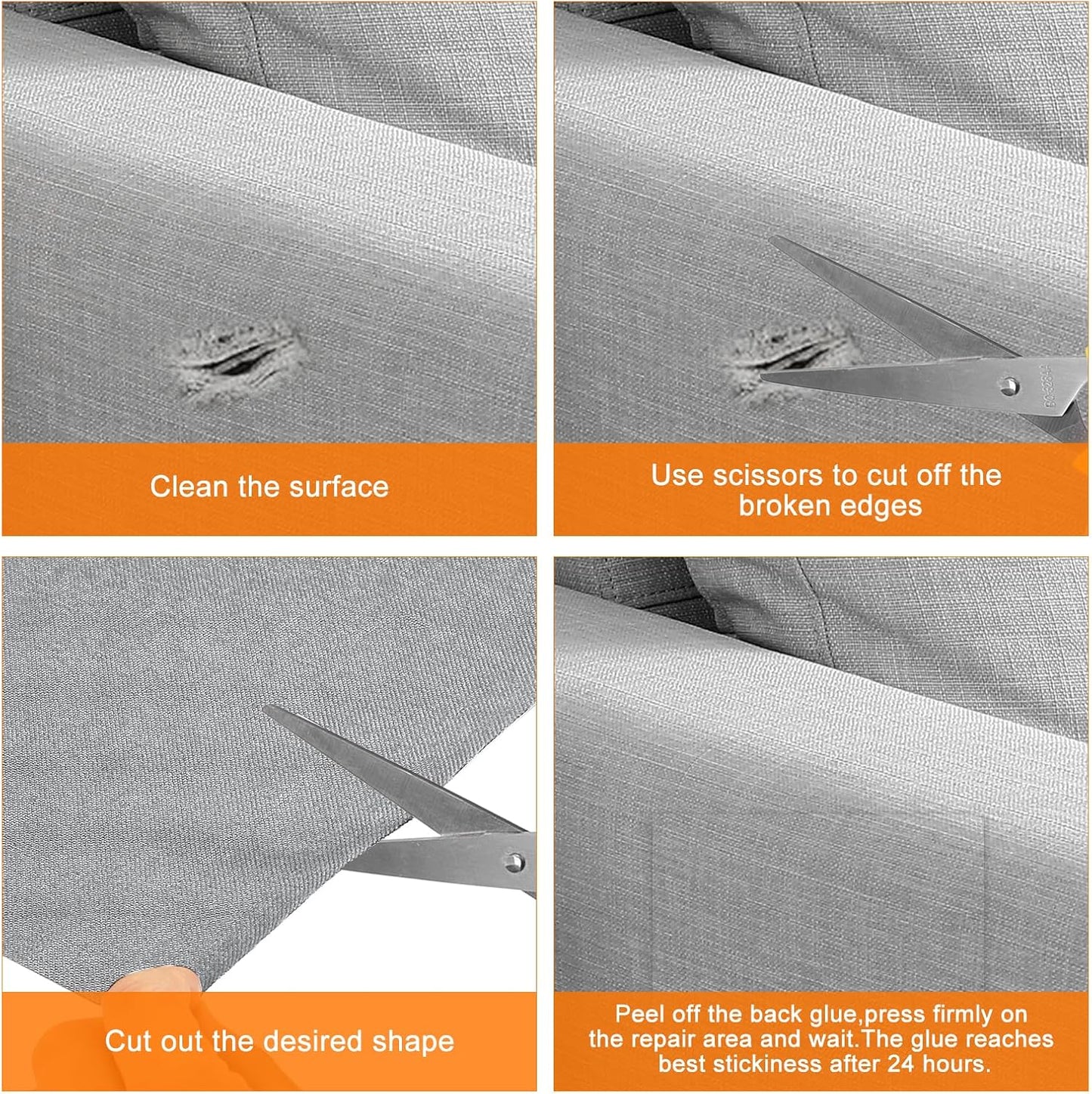 Repair Patches Repair Tape Self-Adhesive DIY Repair Patch Linen Gear Patch for Sofa, Furniture, Chair, Clothing,Tents,3x60 Inch,Slight Grey