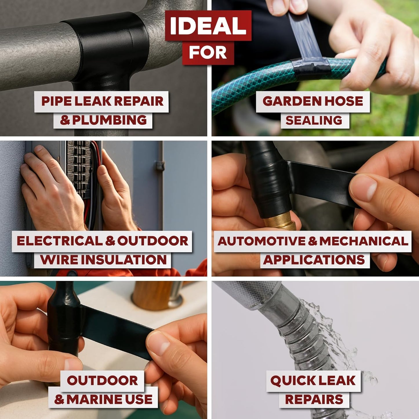 XFasten Self Fusing Silicone Tape Waterproof Black – 1" x 36 Feet (3-Pack 108ft), Self Amalgamating Tape, Silicone Rubber for Plumbing, Sealing Pipes, Hose Repair, Outdoor Coax and Electrical Cables