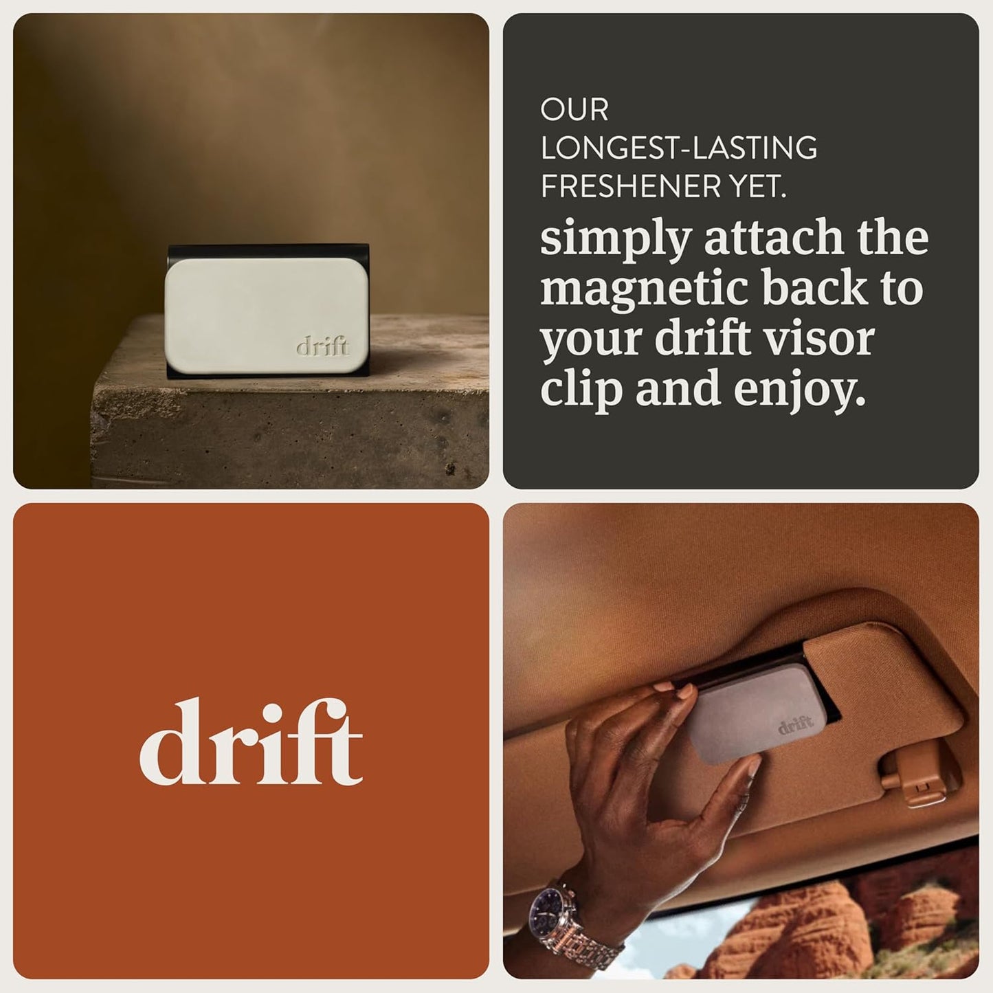 Drift Car Air Freshener - Stone Air Freshener Car Odor Eliminator - Long Lasting Scent - Auto Accessories - Metal Clip - Essential Oils - Clean Ingredients - Pine Scent Starter Kit
