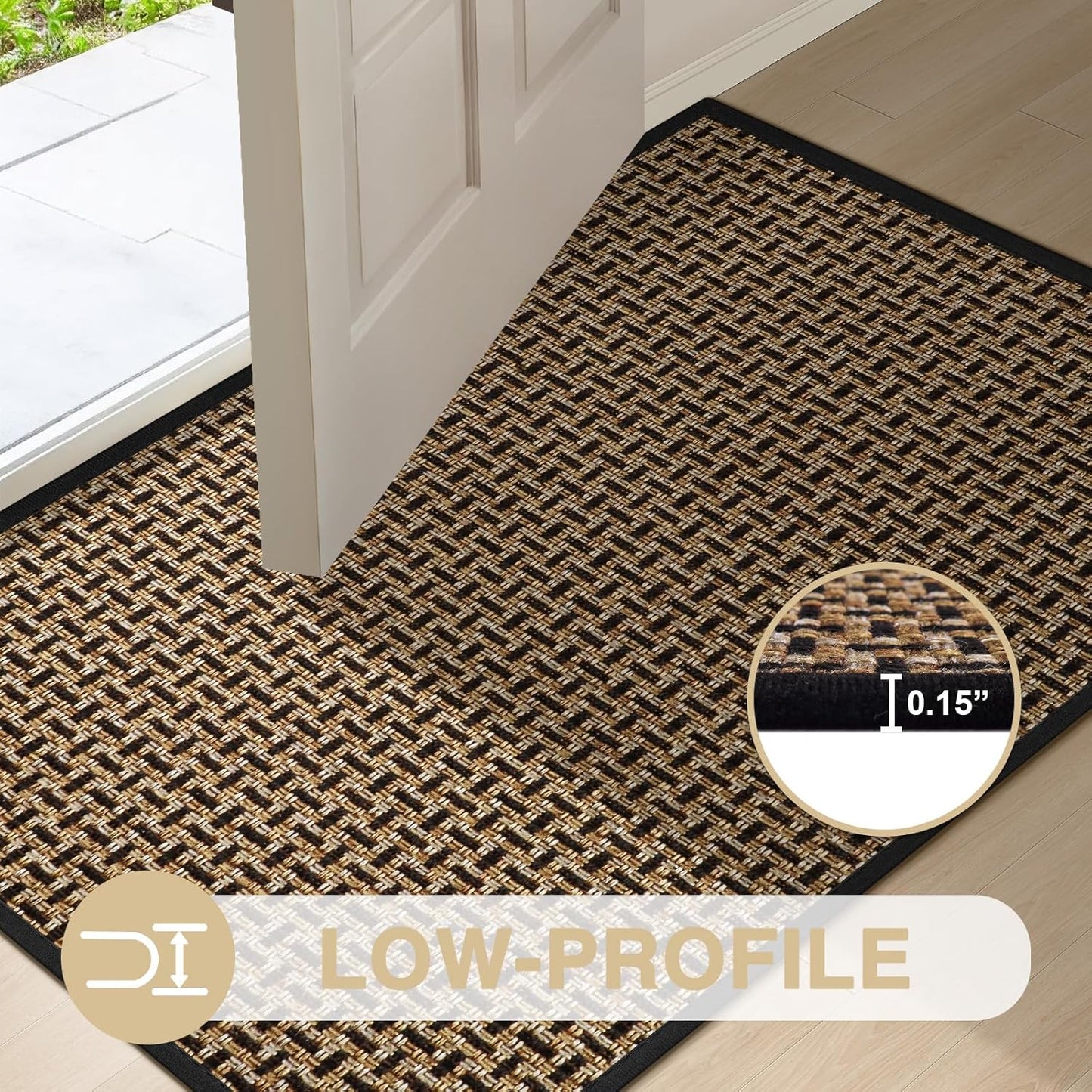 LEKEEPGO Door Mat Indoor Entrance 24"x36", Absorbent Indoor Door Mat, Non Slip Rubber Backing Inside Door Mats, Washable Floor Mat, Low-Profile Doormat for Front Door, Entryway, Entrance, Black