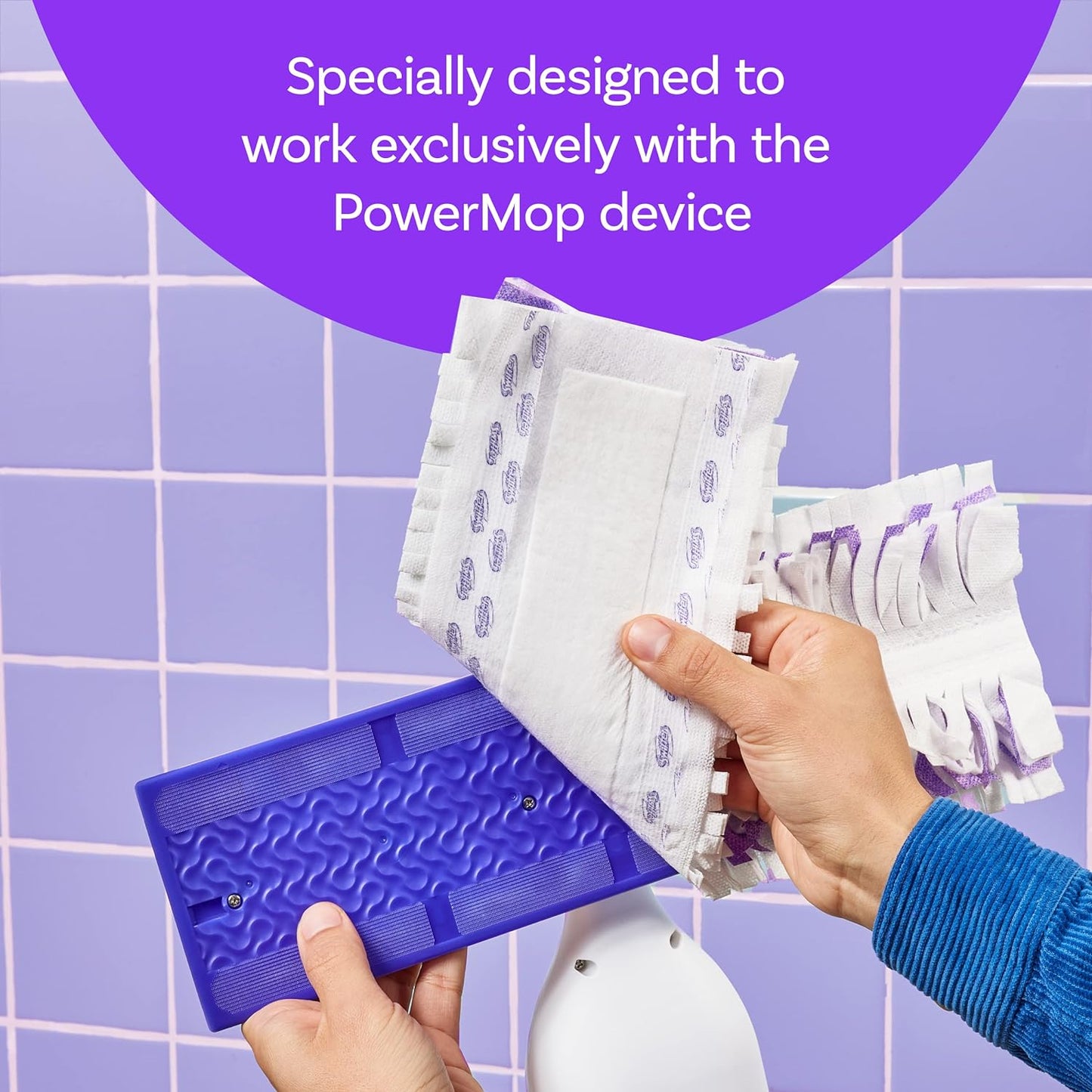 Swiffer Power Mop Refill Pack, Floor Cleaner for Mopping Tile, Vinyl, Laminate, Wood in Home, Bathroom, Kitchen, All Purpose Multi-Surface Cleaning, 5 Pads + 1 Lavender Solution