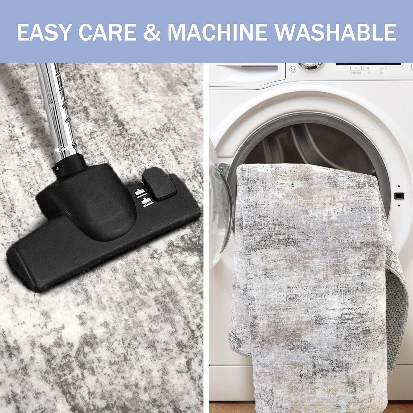 IOHOUZE Abstract Runner Rug 2x6 Ft Washable Runners for Hallways, Non Slip Kitchen Runner Printed Faux Wool Entryway Runner Indoor, Modern Abstract Floor Carpet for Hall Kitchen Bedroom, Grey Beige