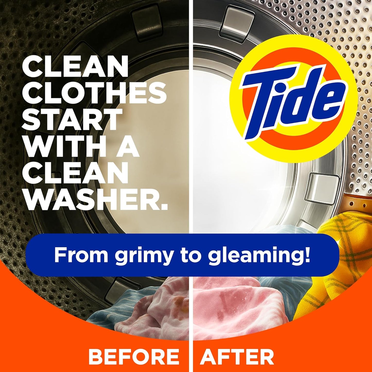Tide Washing Machine Cleaner, Washer Machine Cleaner with Oxi for Front and Top Loader Washer Machines, Deep Cleaning Residue & Odor Eliminator, 10 Month Supply + Calendar