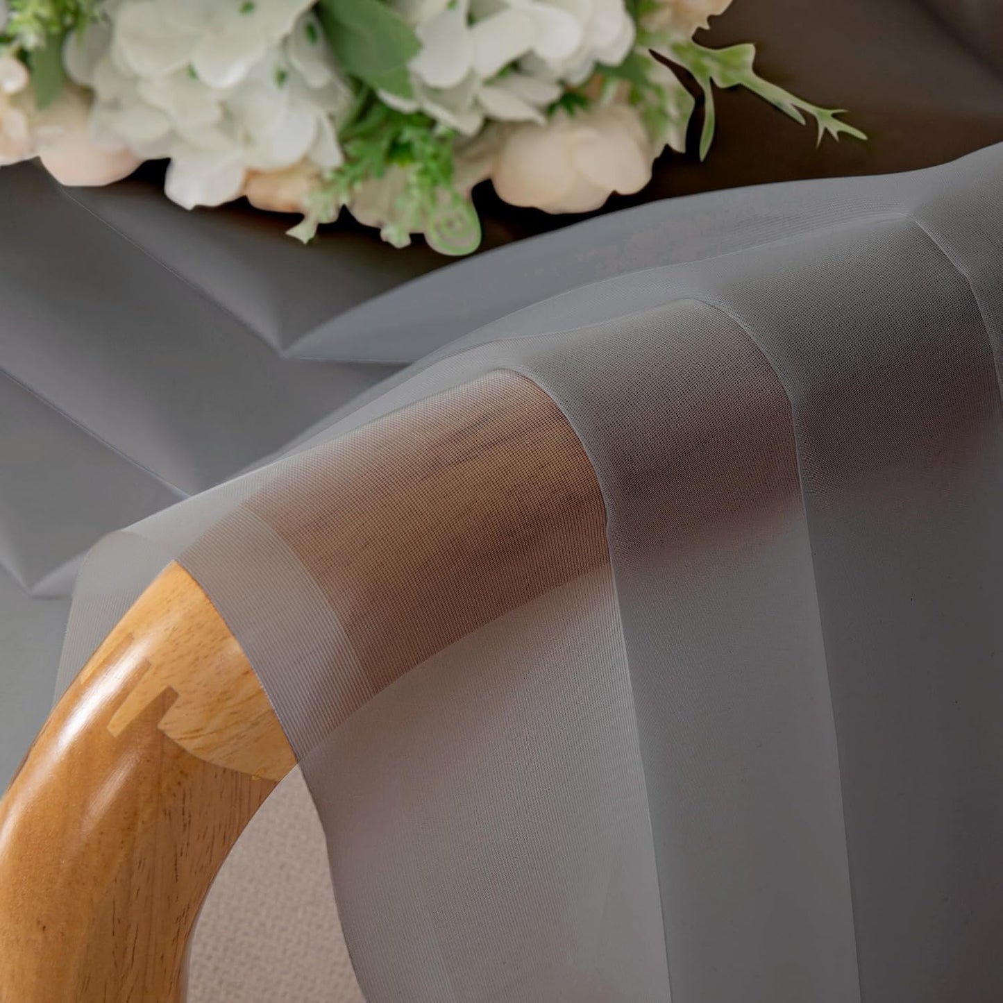 Chyhomenyc Extra Long Sheer Curtain Panels 96 Inches, 2 PCS, Voile Top Dual Rod Pockets Soft Touching Window Drapes Treatment for Children Room/Bedroom/Living Room/Hotel, 42W x 96L inch, Charcoal Grey