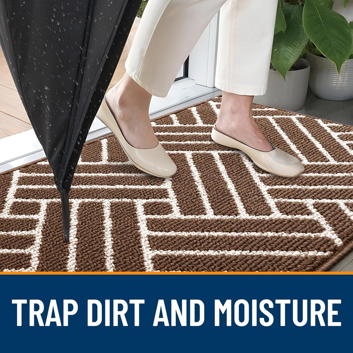 OLANLY Large Indoor Door Mat, 59x35 Inch, Dirt Resistant and Absorbent, Non-Slip Rubber Backing Floor Mats, Easy Clean Low-Profile Doormat for Entryway, Front Door, and Inside Entrance, Coffee