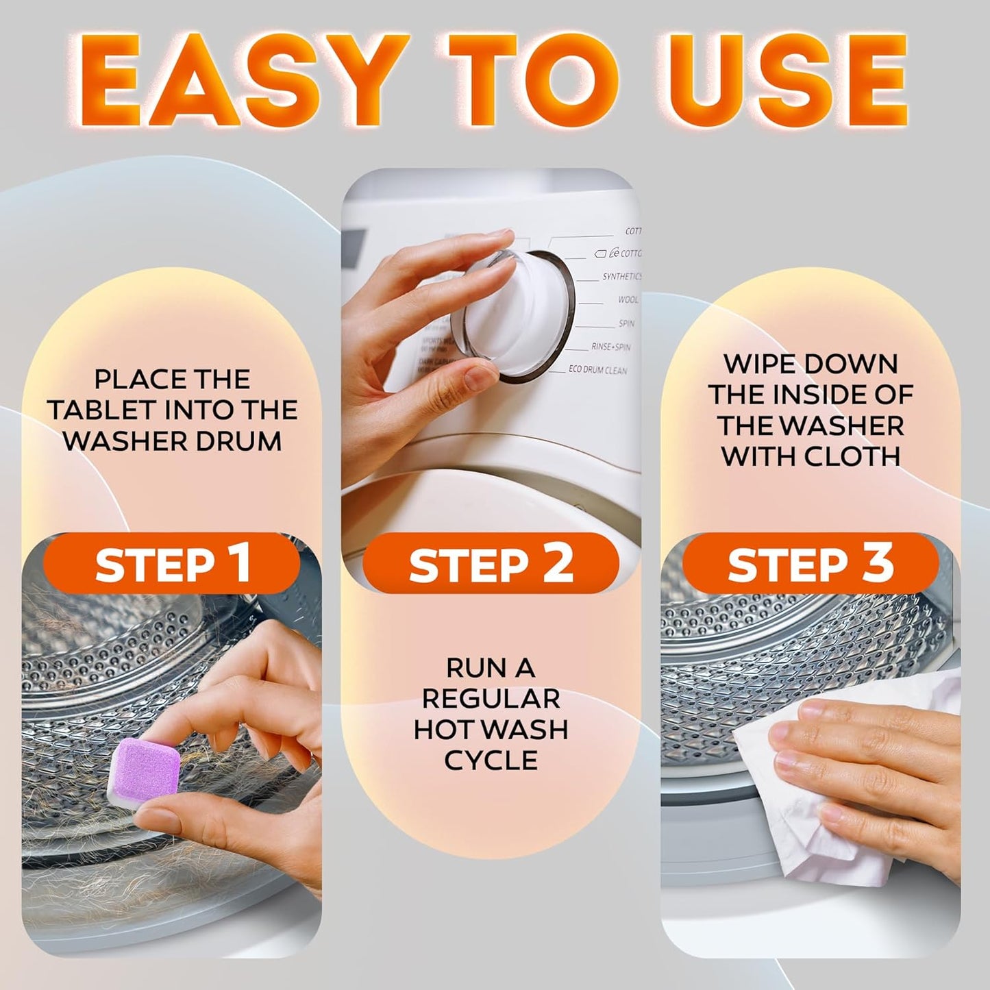 Washing Machine Cleaner Tablets for Pet Owners -Easily Removes Residue Grime Pets Odors and Hard Water Buildup–Formulated for Pet Owners - 24 Pack