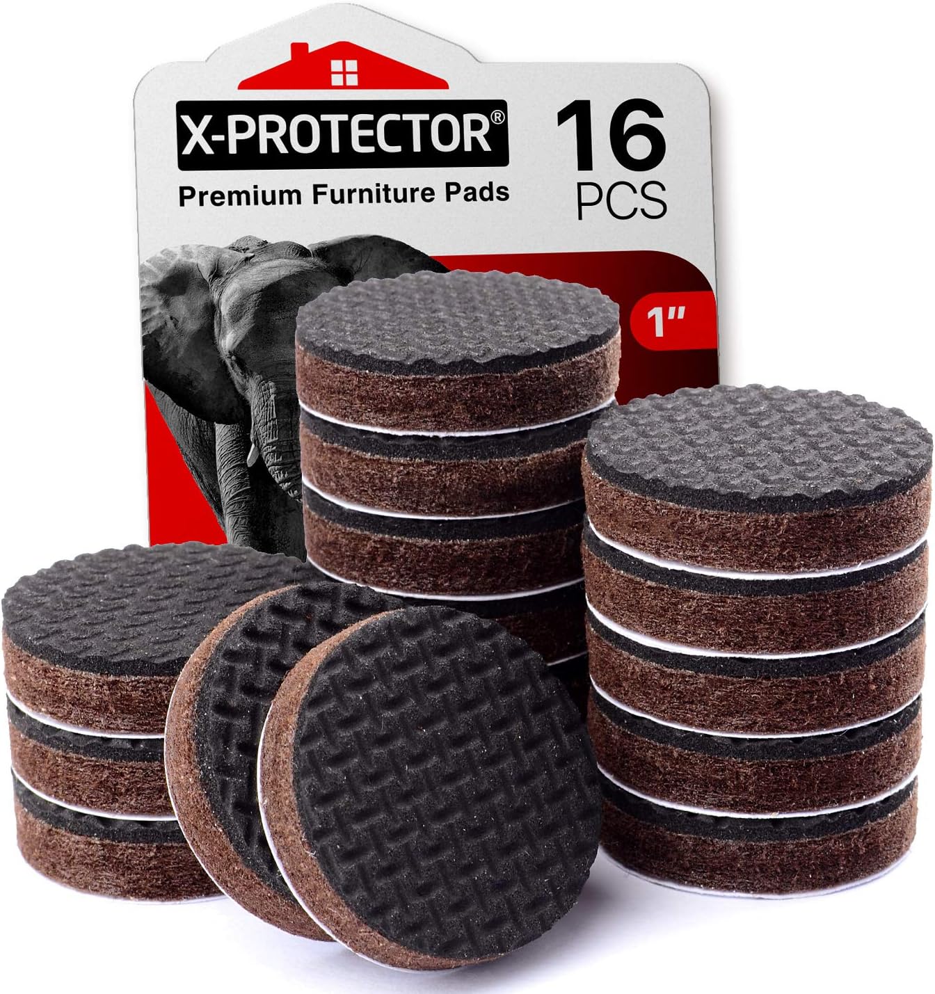 Non Slip Furniture Pads 16 pcs 1" X-Protector - Premium Furniture Grippers! Self-Adhesive Rubber Feet Furniture Feet - Ideal Non Skid Furniture Pad Floor Protectors - Keep Furniture in Place!