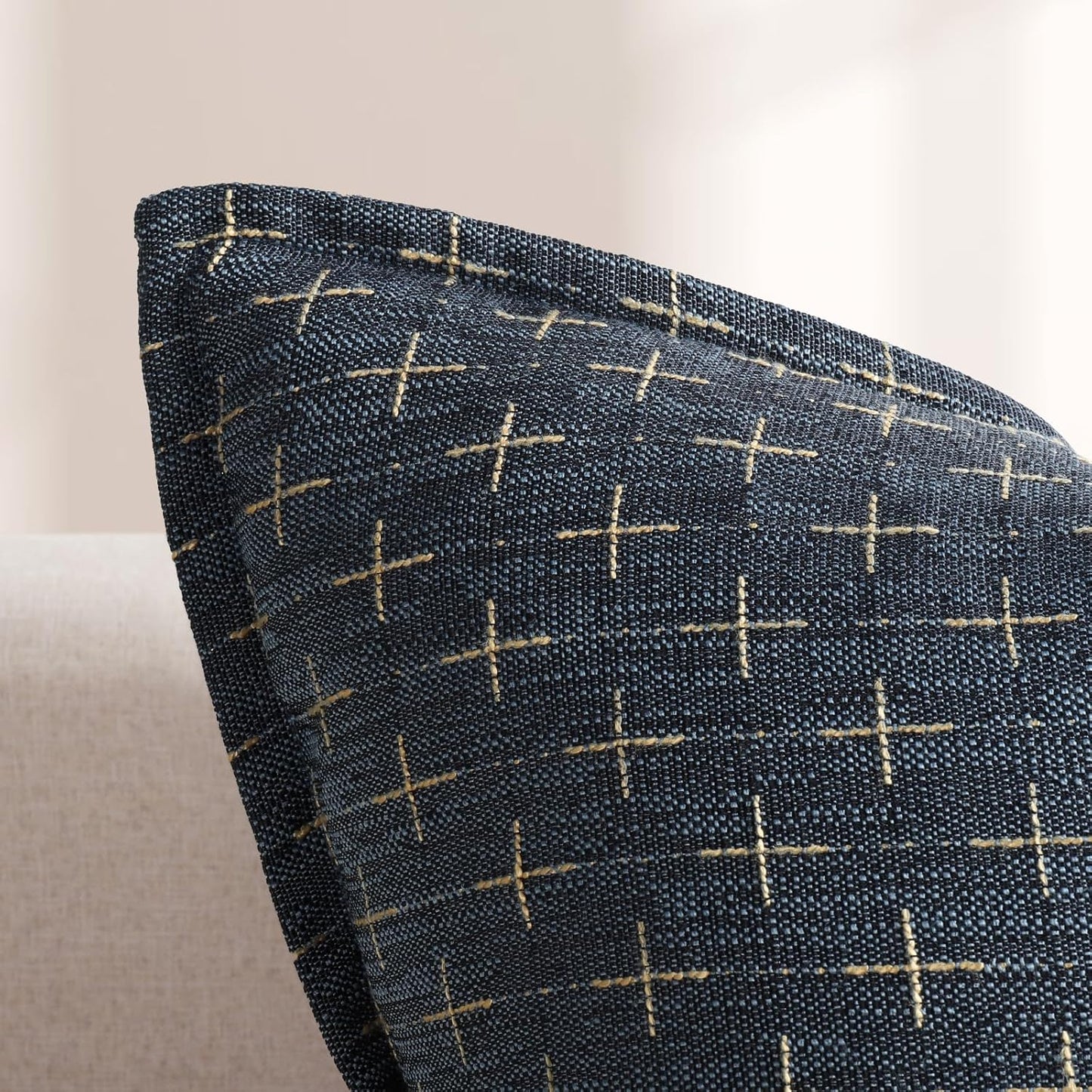 ZWJD Pillow Covers 16x16 Set of 2 Soft Polyester Textured Pillow Covers with Stylish Flange Edge Cozy Farmhouse Throw Pillows for Couch Bed Sofa Living Room