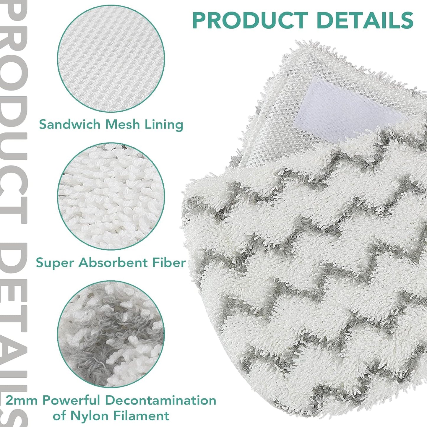 Sgizoku S1000 S2001 Steam Mop Replacement Pads for Shark Steam Mop S1000 S1000A S1000C S1000WM S10001C S1200 & S2001 SteamSpot Steam Mop - Dirt Grip, Washable & Reusable for All Floor Clean - 5Pack