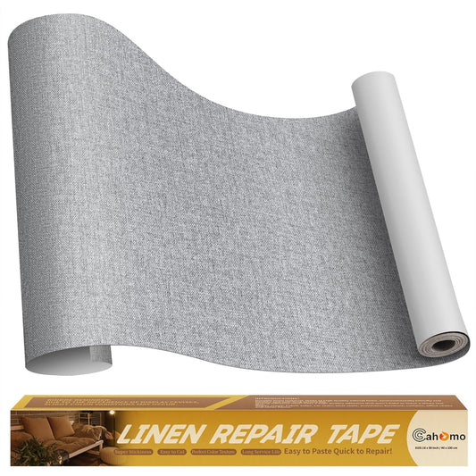 Linen Repair Tape 16x90 inch, Self Adhesive Fabric Patches, Linen Patch Tape Kit, Fabric Repair Tape for Couch Sofas, Headboards, Chairs, Pillows, Curtains, Couches - Medium Grey