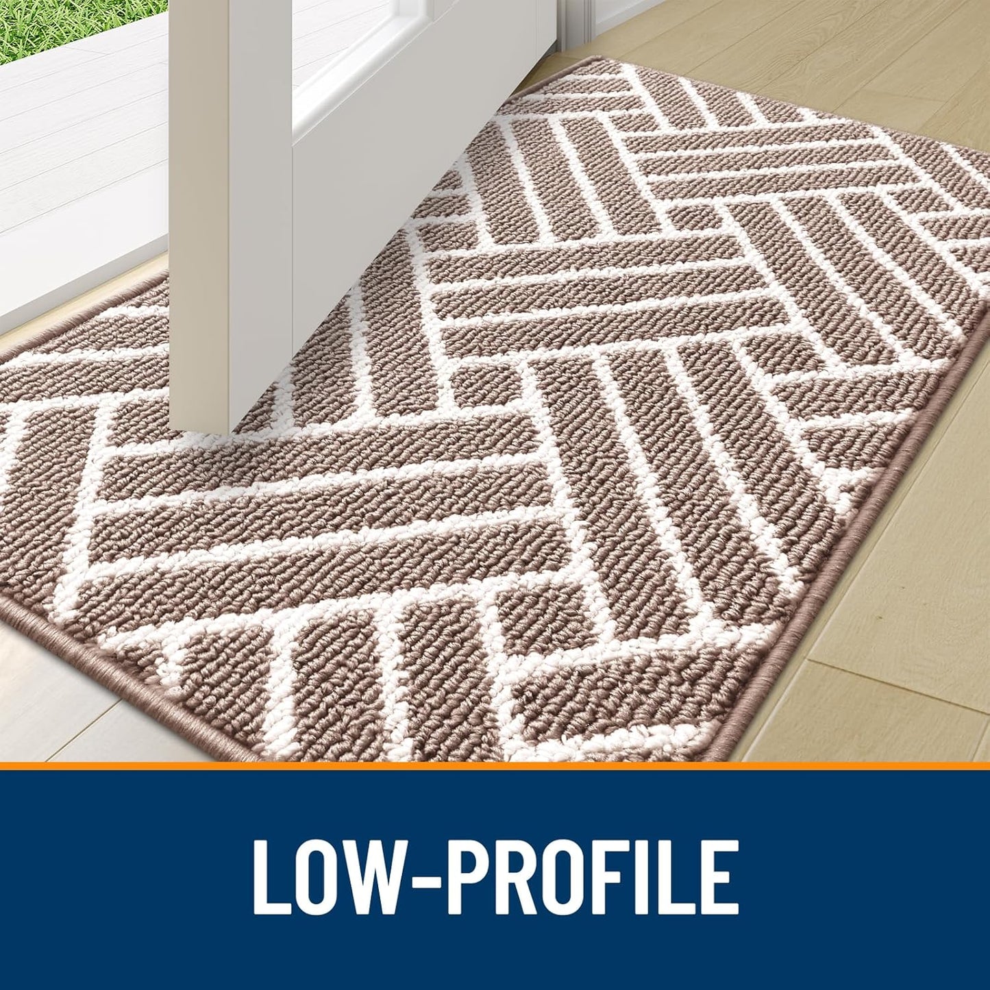 OLANLY Runner Indoor Door Mat, 59x23 Inch, Dirt Resistant and Absorbent, Non-Slip Rubber Backing Floor Mats, Easy Clean Low-Profile Doormat for Entryway, Front Door, and Inside Entrance, Brown