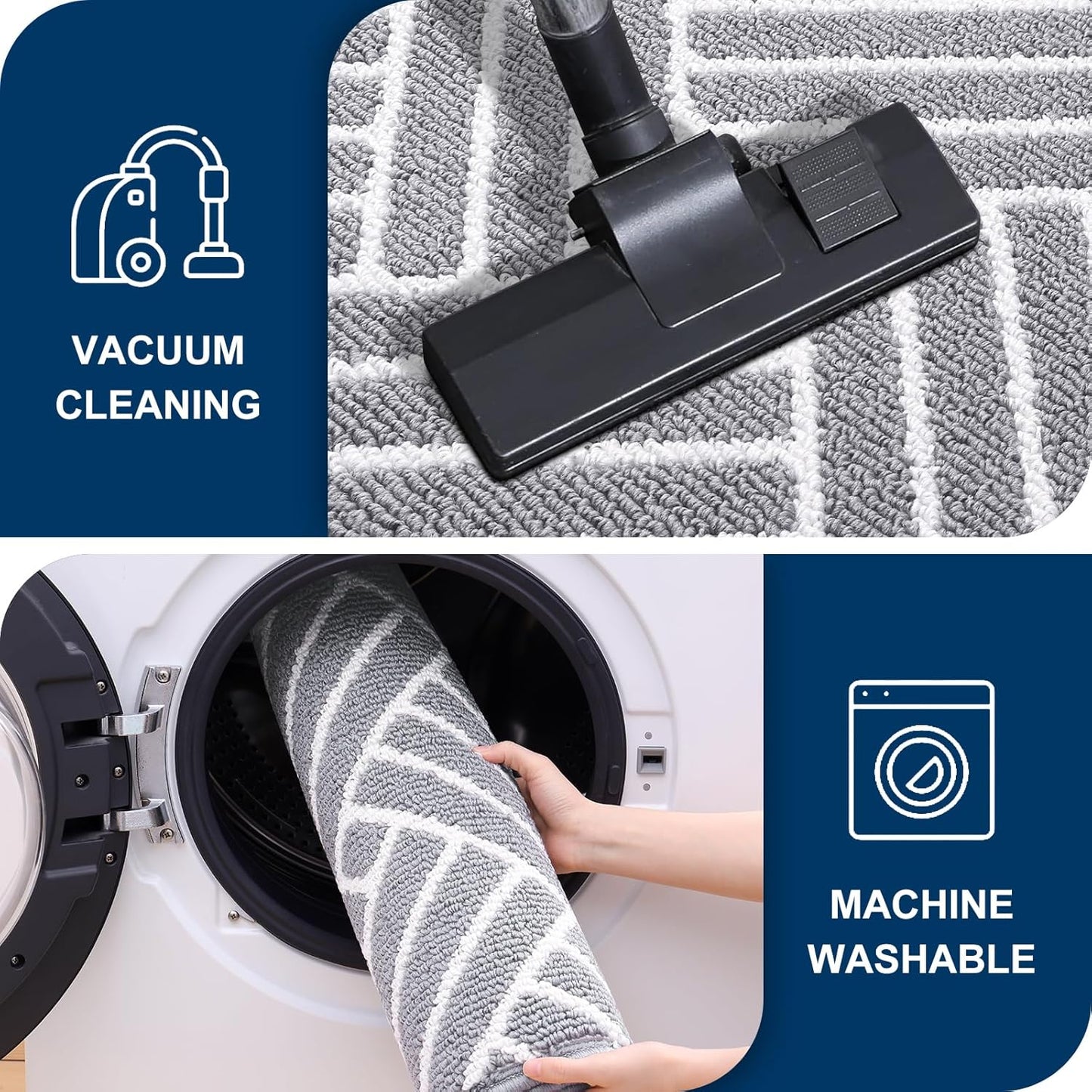 OLANLY Large Indoor Door Mat, 59x35 Inch, Dirt Resistant and Absorbent, Non-Slip Rubber Backing Floor Mats, Easy Clean Low-Profile Doormat for Entryway, Front Door, and Inside Entrance, Light Grey