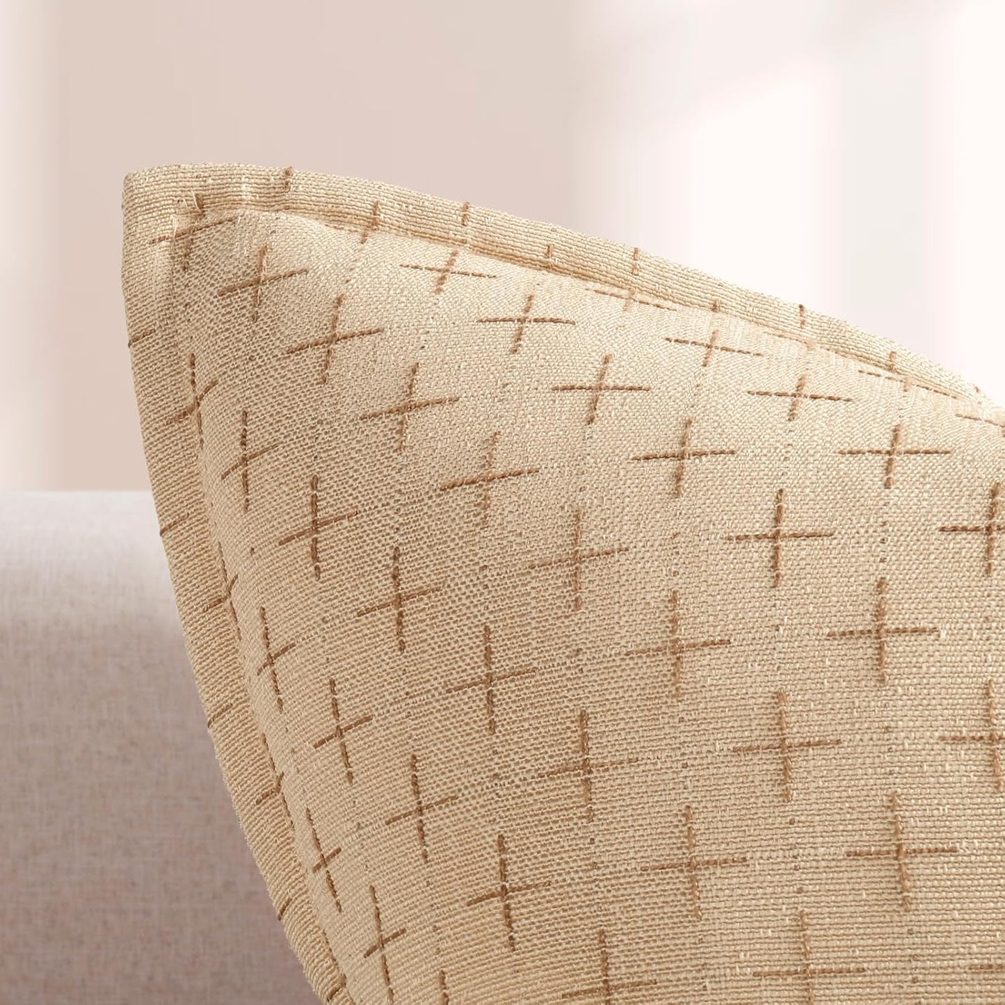 ZWJD Pillow Covers 26x26 Set of 2 Soft Polyester Textured Pillow Covers with Stylish Flange Edge Cozy Farmhouse Throw Pillows for Couch Bed Sofa Living Room