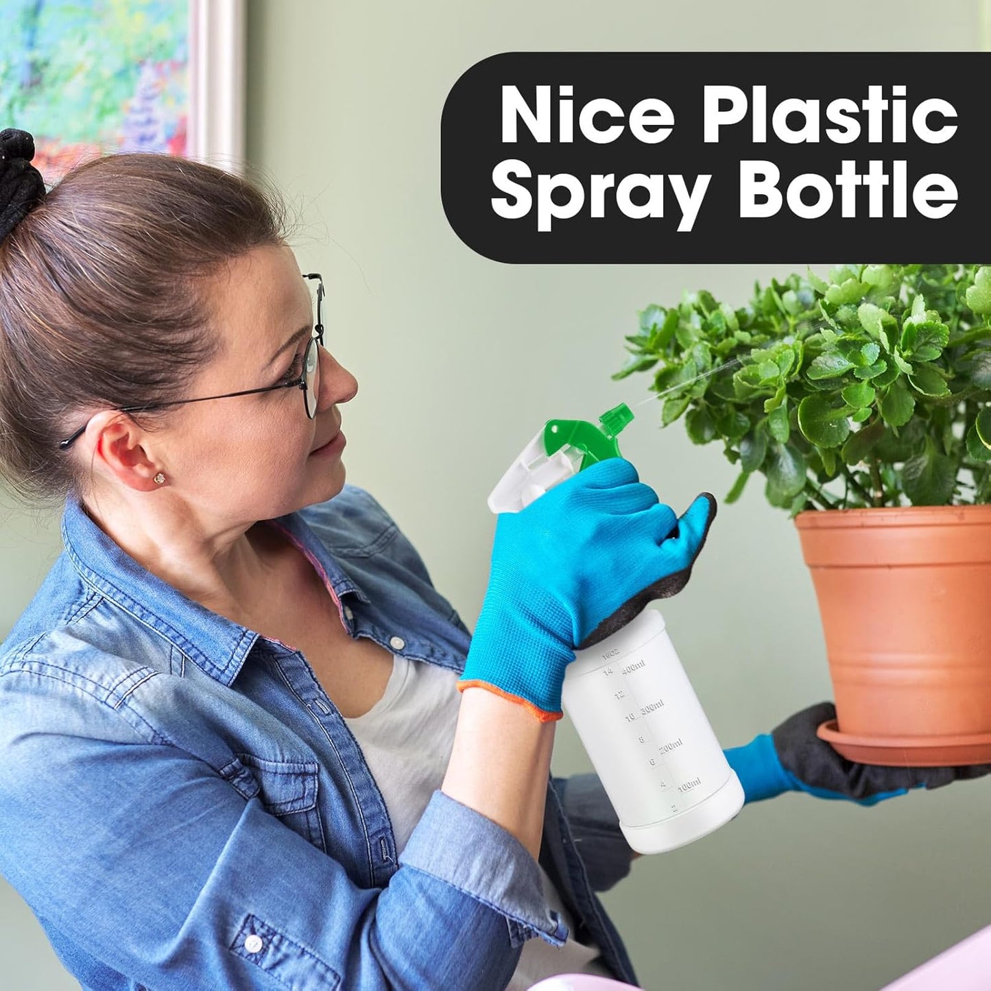 Eccliy 12 Pcs 16 Oz Plastic Spray Bottle, Adjustable Empty Reusable Sprayer for Cleaning, Planting, Water, Bathroom and Kitchen, BBQ, Commercial and Residential (Green,Measurement)