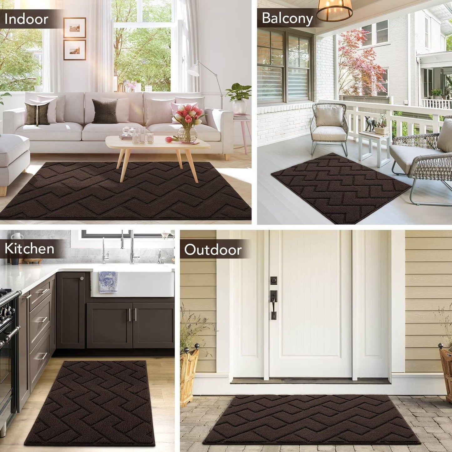 hicorfe Indoor Doormat,Front Back Door Mat Rubber Backing Non Slip Door Mats 47"x71" Absorbent Resist Dirt Entrance Doormat Inside Floor Mats for Entryway Washable Low-Profile(Coffee)
