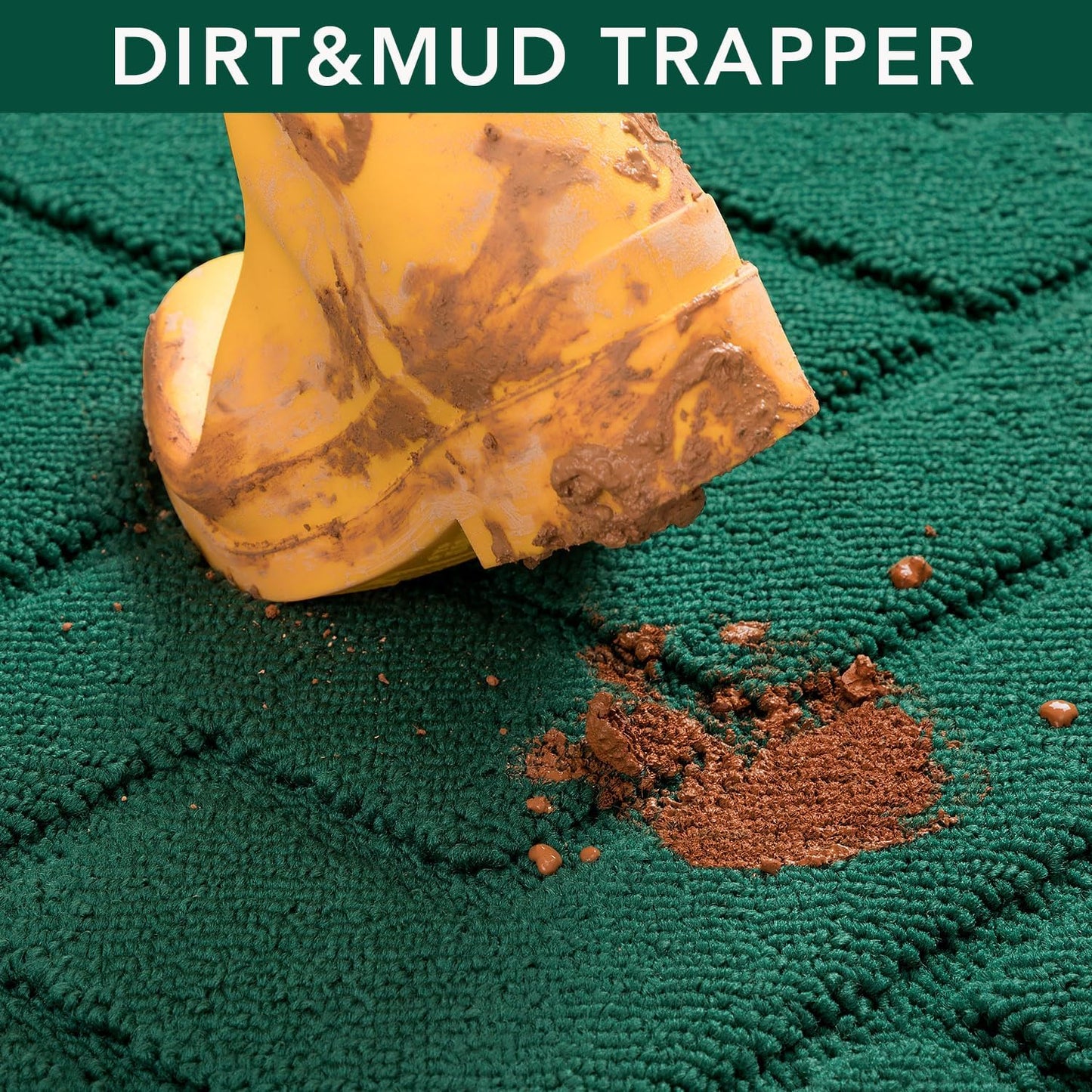 hicorfe Front Door Mat Outside Entrance,36"x59" Absorbent Muddy Dirt Resist Welcome Door Mats Outdoor Indoor,Stain and Fade Resistant,Non Slip Backing Entry Mat Doormat for Entryway(Evergreen)