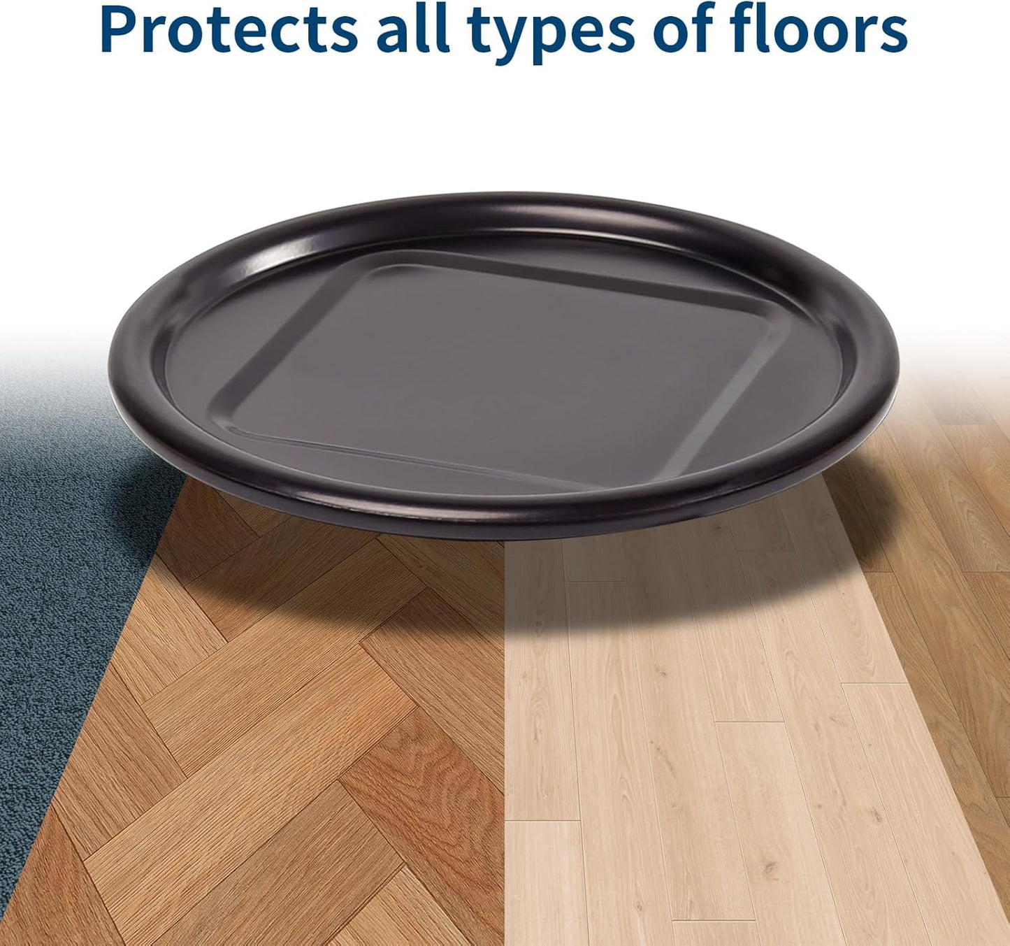 Ezprotekt 4" Round Reusable Felt Furniture Caster Cups with Carpet Bottom, 16 Pcs Felt Furniture Sliders Floor Protectors Pads to Protect Hardwood, Tile or Laminate Floors from Scratches (Brown/Gray)