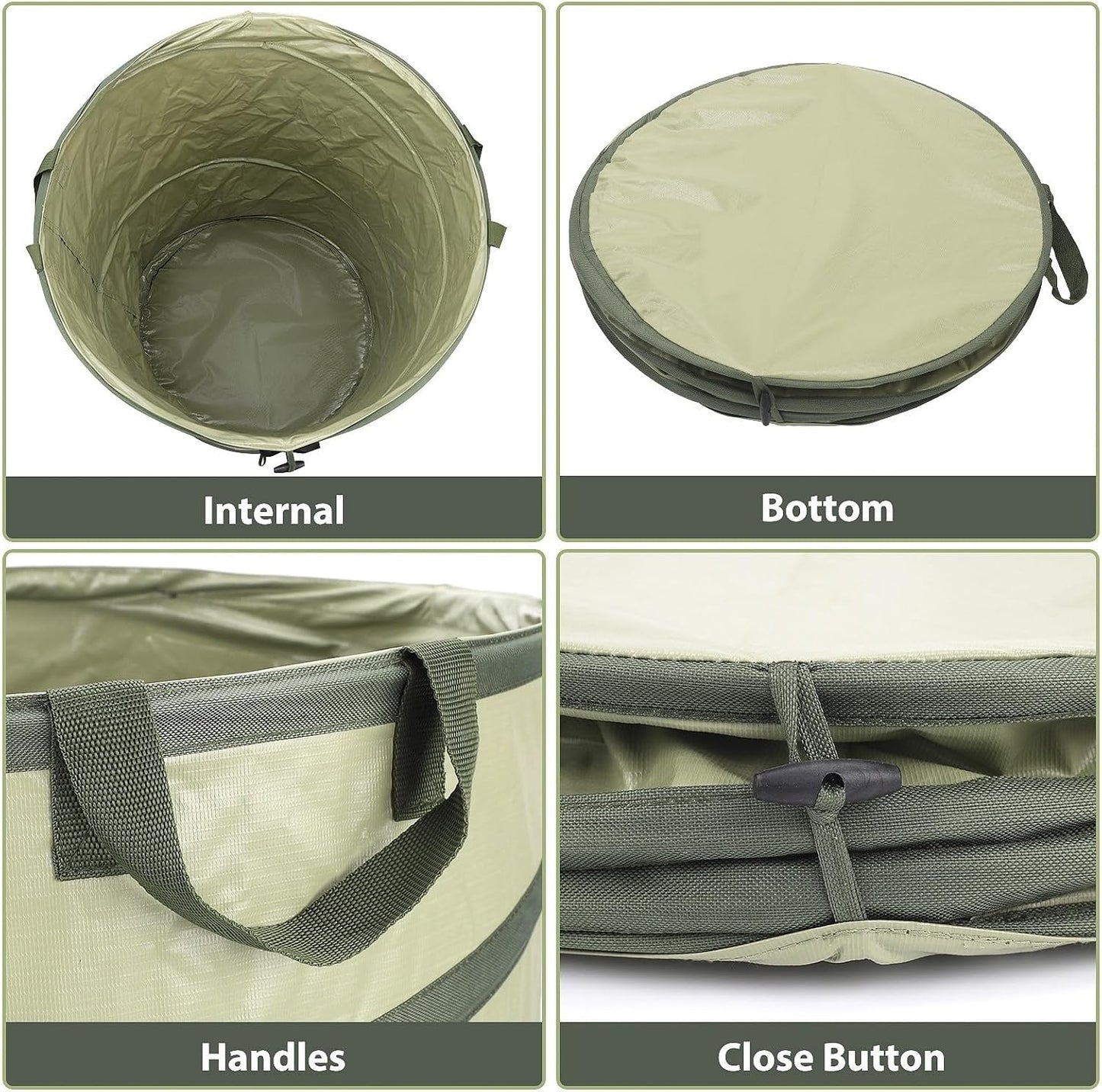 YUDI & GARDEN 45 Gallon Collapsible Garden Bag｜Collapsible Trash Can｜Camping Trash Can, Use for Gardening Cleanup or Party Waste and Outdoor Activities