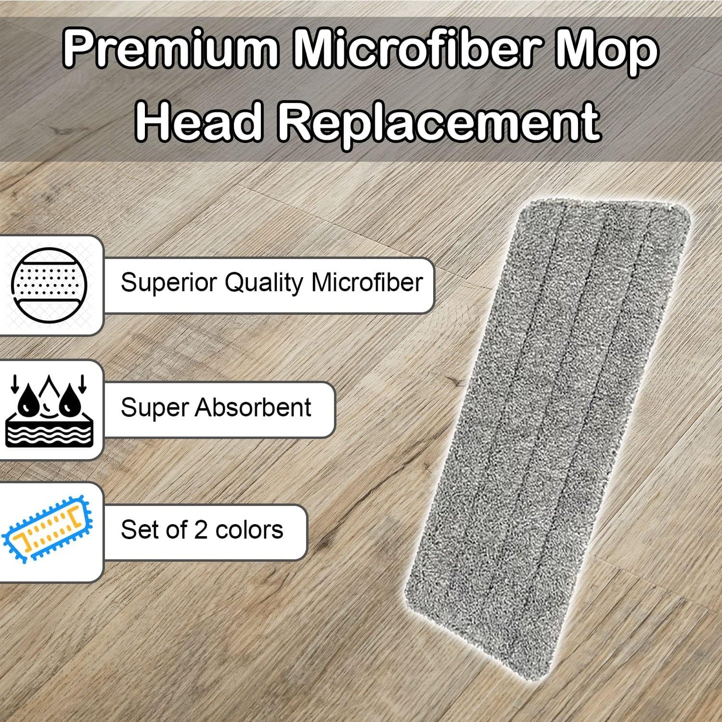 Replacement Mop Head Replacement Microfiber Mop Head Set of 2 per Pack [2 Packs]