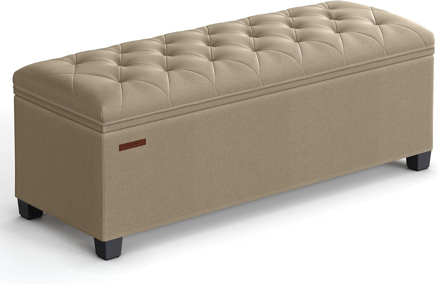 SONGMICS Storage Ottoman Bench, Foot Rest with Legs, 15.7 x 43.3 x 15.7 Inches, End of Bed Bench, Storage Chest, Load up to 660 lb, for Living Room, Bedroom, Entryway, Camel Brown ULSF088R01