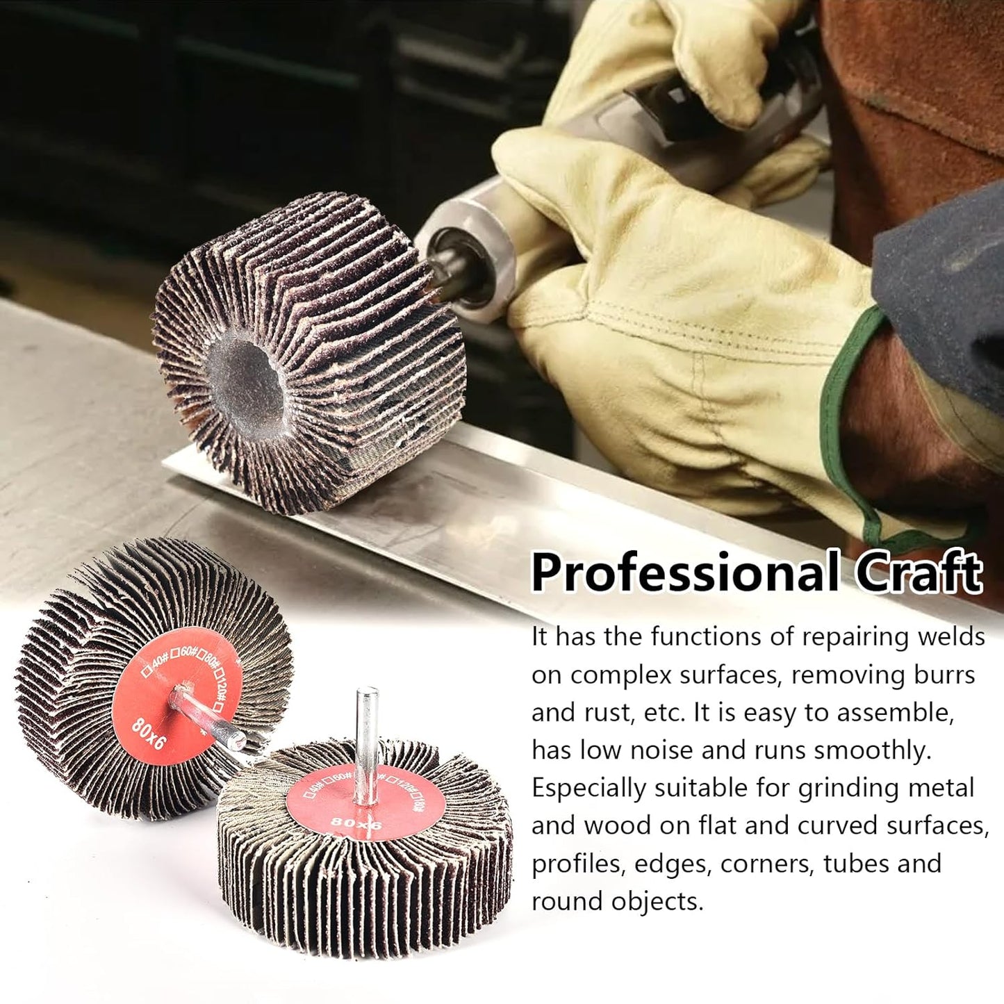 24Pcs Abrasive Flap Wheel Sander Set 80 Grit Sanding Flap Wheels Abrasive Flap Wheel Set 1/4" Shank Sanding Paper Polishing Wheel Die Grinder Flap Wheel for Grinding, Polishing, Deburring