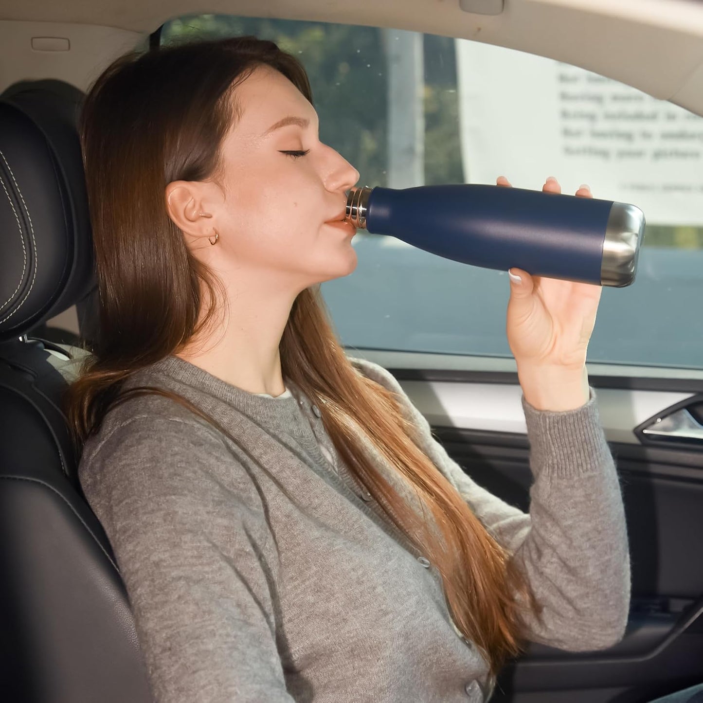 MEWAY 17oz Sport Water Bottle Vacuum Insulated Stainless Steel Leak-Proof Double Wall Cola Shape Water Bottle,Keep Drinks Hot & Cold(Navy,1 Pack)