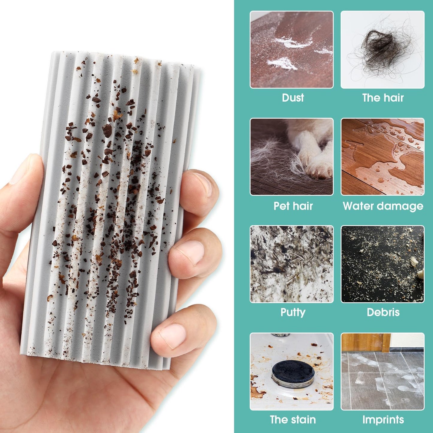 6 Pack Damp Dusting Sponge Duster, Grey Dust Cleaning Sponge, Reusable Household Cleaning Sponge Tool for Blinds, floorboards, Fan Blades, Vents, Glass, Railings, Mirrors