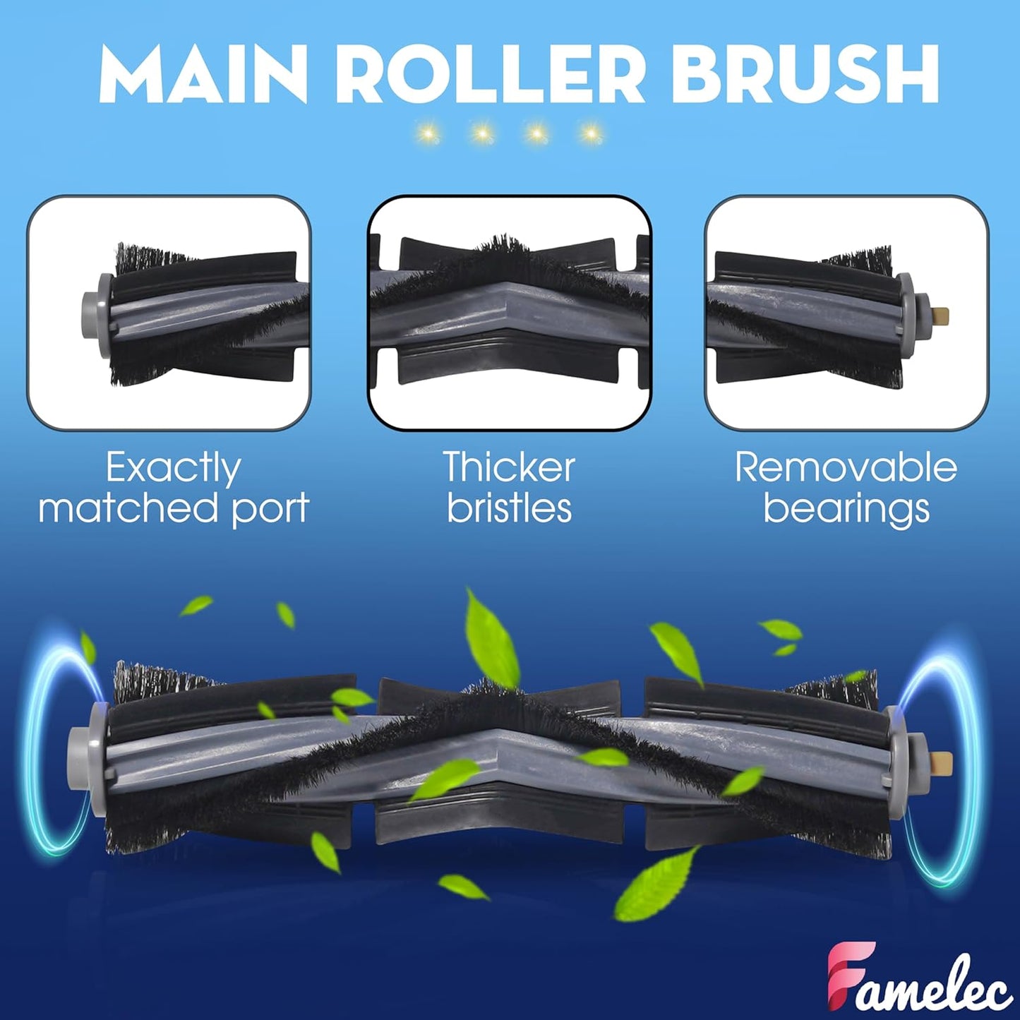 FAMEKLEC Upgrade Replacement Accessories Kit Compatible with ECOVACS DEEBOT X1 Omni, X1 Turbo Robot Vacuum Attachments, Include 1 Main Brush, 6 Side Brushs, 4 Filters, 4 Mop Cloths, 4 Dust Bags