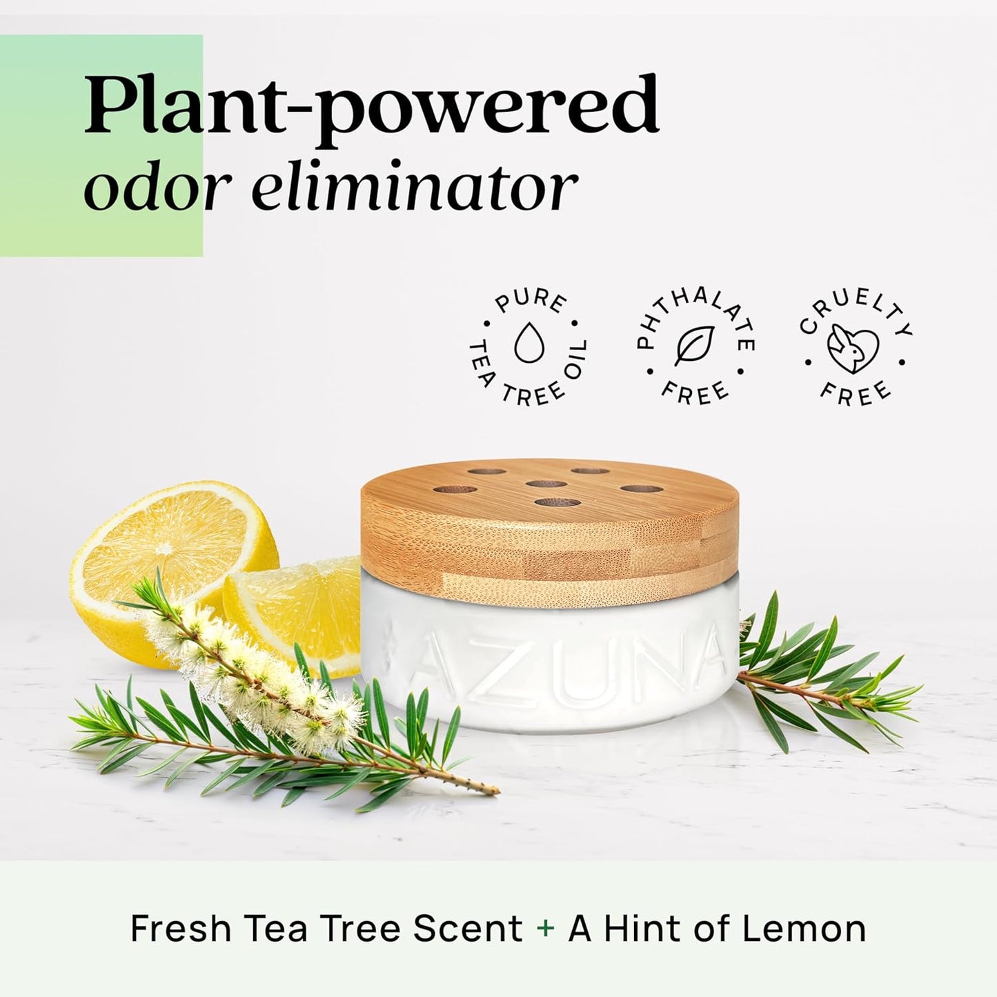 Azuna Air Freshener & Odor Eliminator for Strong Odor | 4 Room Kit Includes (4) 8 oz. Empty Luxe Glass Jars & 24oz Gel | Refill with Tea Tree Essential Oil | Natural Scent | Last 60-90 Days