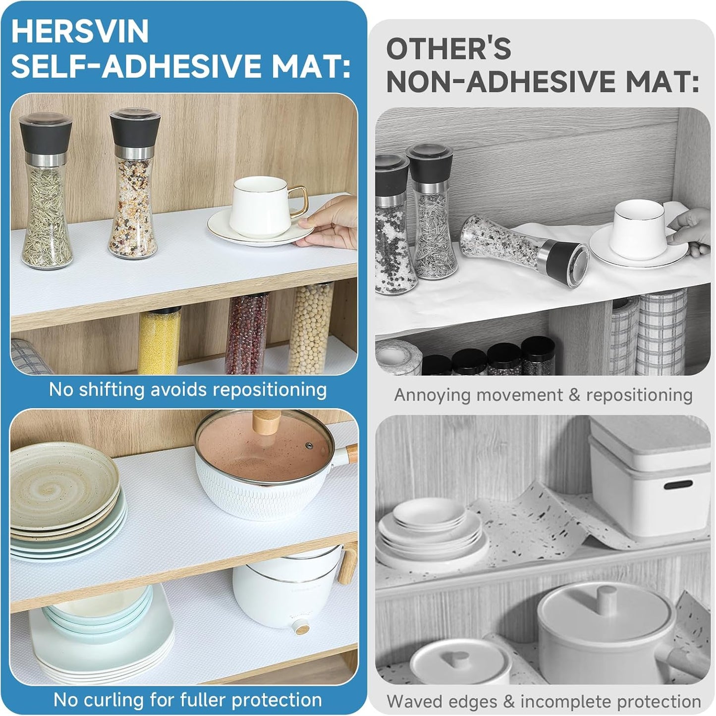 Shelf Liners 16 in x 20 ft Self-Adhesive EVA Drawer Mats, Cupboard Protector, Kitchen Cabinet Lining Fridge Liner (White Flat Dot, 40.7x610cm)