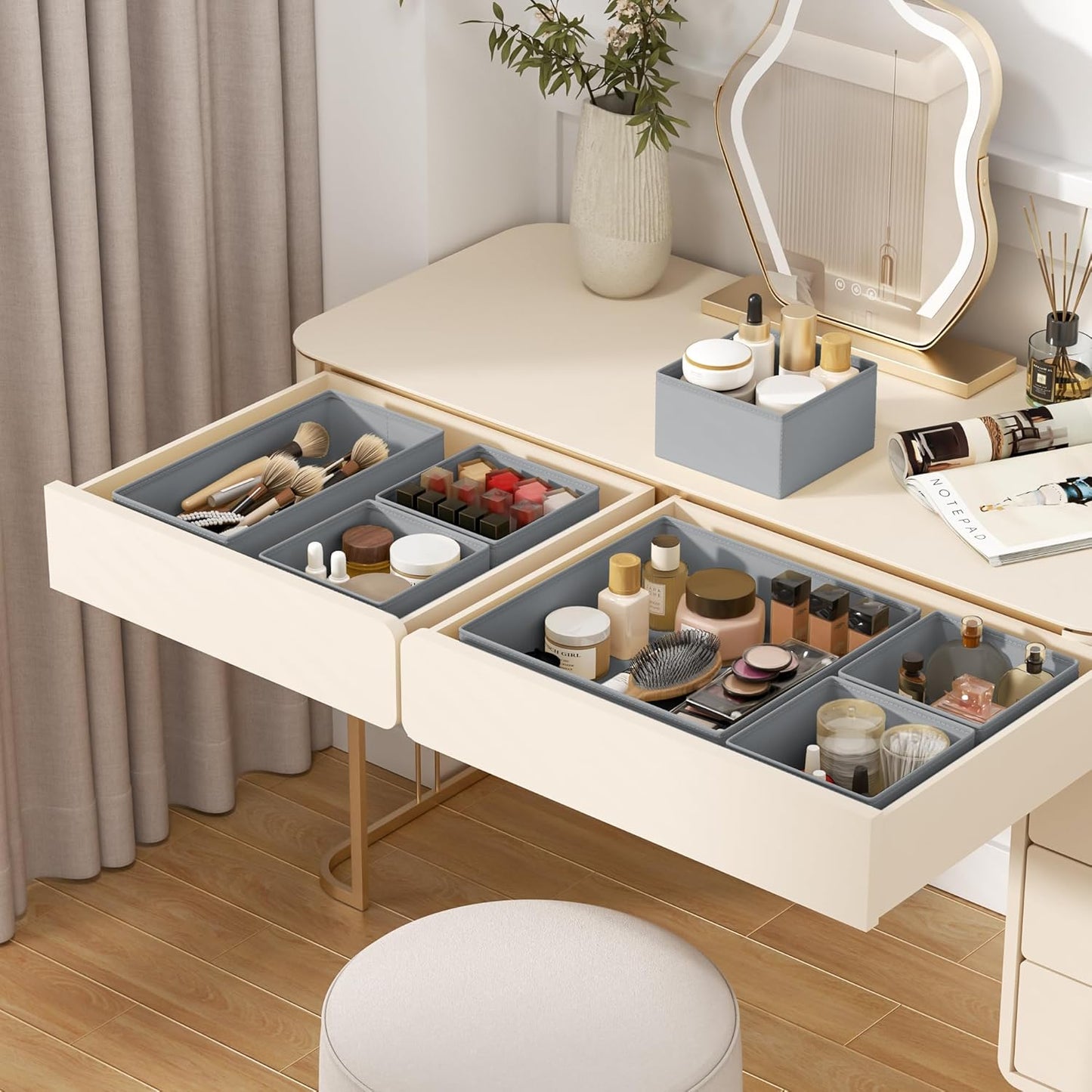 DIMJ Drawer Organizer Clothes - 16 Pack Baby Dresser Organizer for Nursery, Foldable Drawer Organizer Bins for Closet Bedroom Organization, Fabric Clothes Storage Dividers for Underwears, Socks, Bras