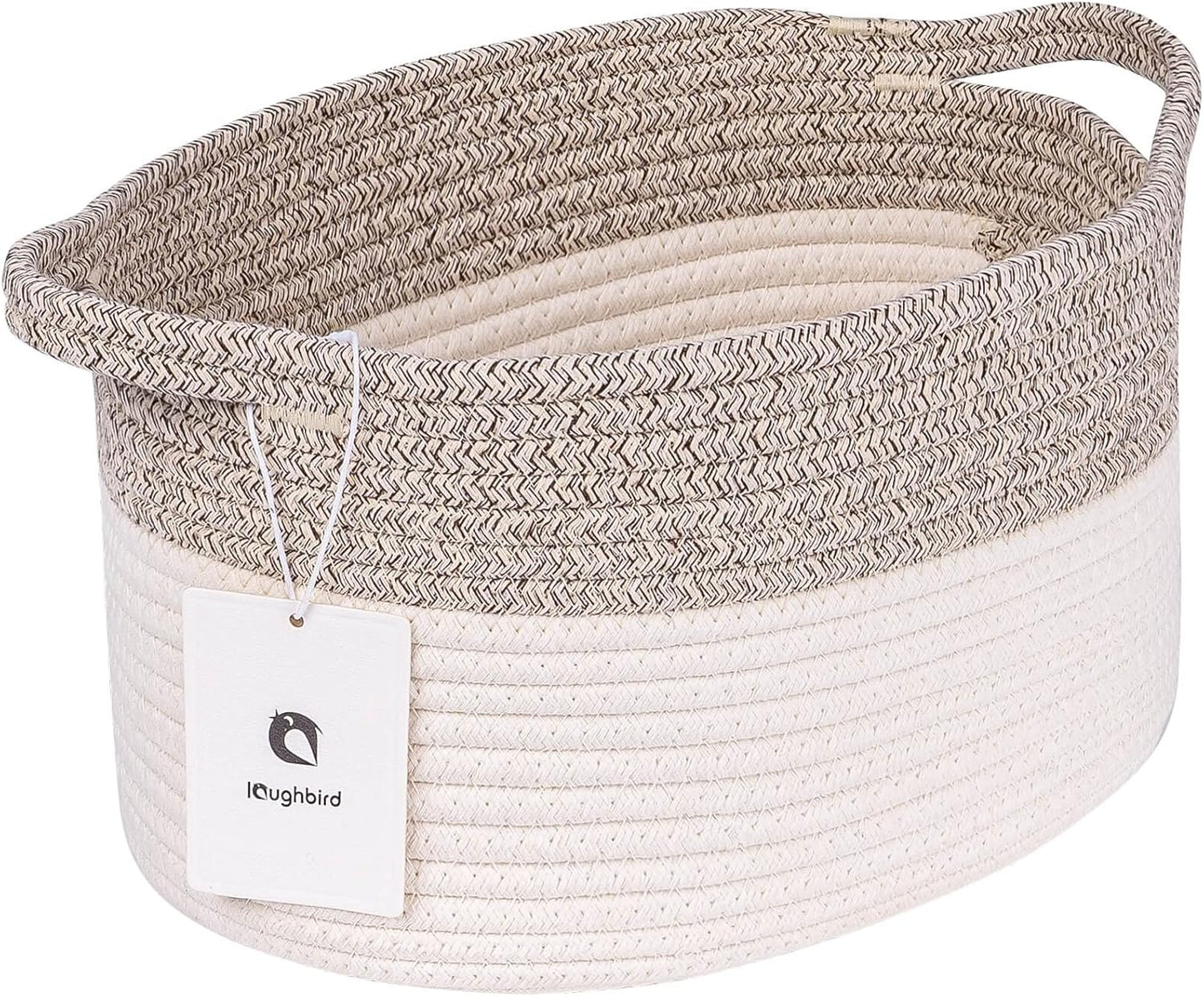 Medium and Large Woven Basket//With Handle, Used for Toys and Fabric Storage Basket used for Storing xl Storage Box, Decorative Storage Box Room 2pack (Light Brown, L13×W9×H7)