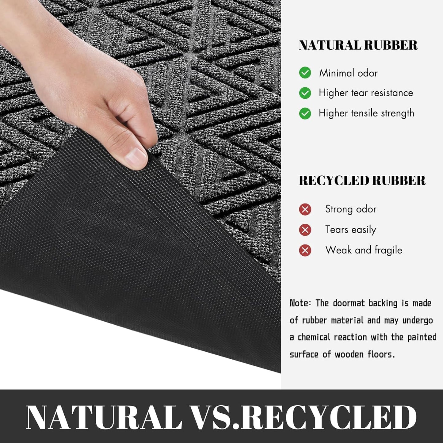 Yimobra Large Door Mat 47x24, All-Weather Waterproof Non-Slip Welcome Matt Outdoor, Heavy Duty Non Slip Doormat for Entryway for Patio and Garage Indoor, Easy Clean, Mix Grey