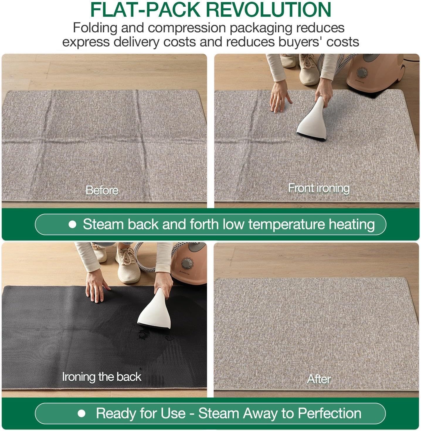 LUMI Ultra Thin Door Mat for Entryway, Low Profile Non Slip Rubber Backing Indoor Doormat, Easy Clean Welcome Entrance Mat for Inside House, Patio,Beige 24"x36"