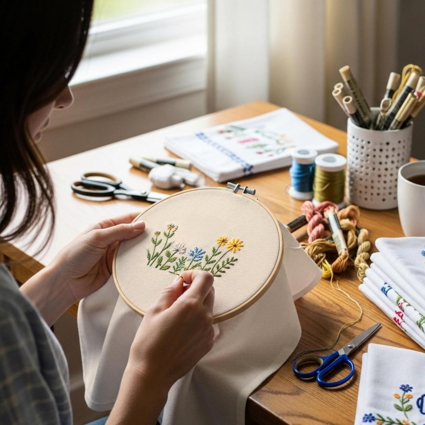 WHITEWRAP Flour Sack Towels| Tea Towel for Crafts| Kitchen Dish Cotton Blank Towel for Embroidery|Baking Bread Proofing Linen Cover| Thick Absorbent Quick Dry| 6 Pack 18"x28" Natural